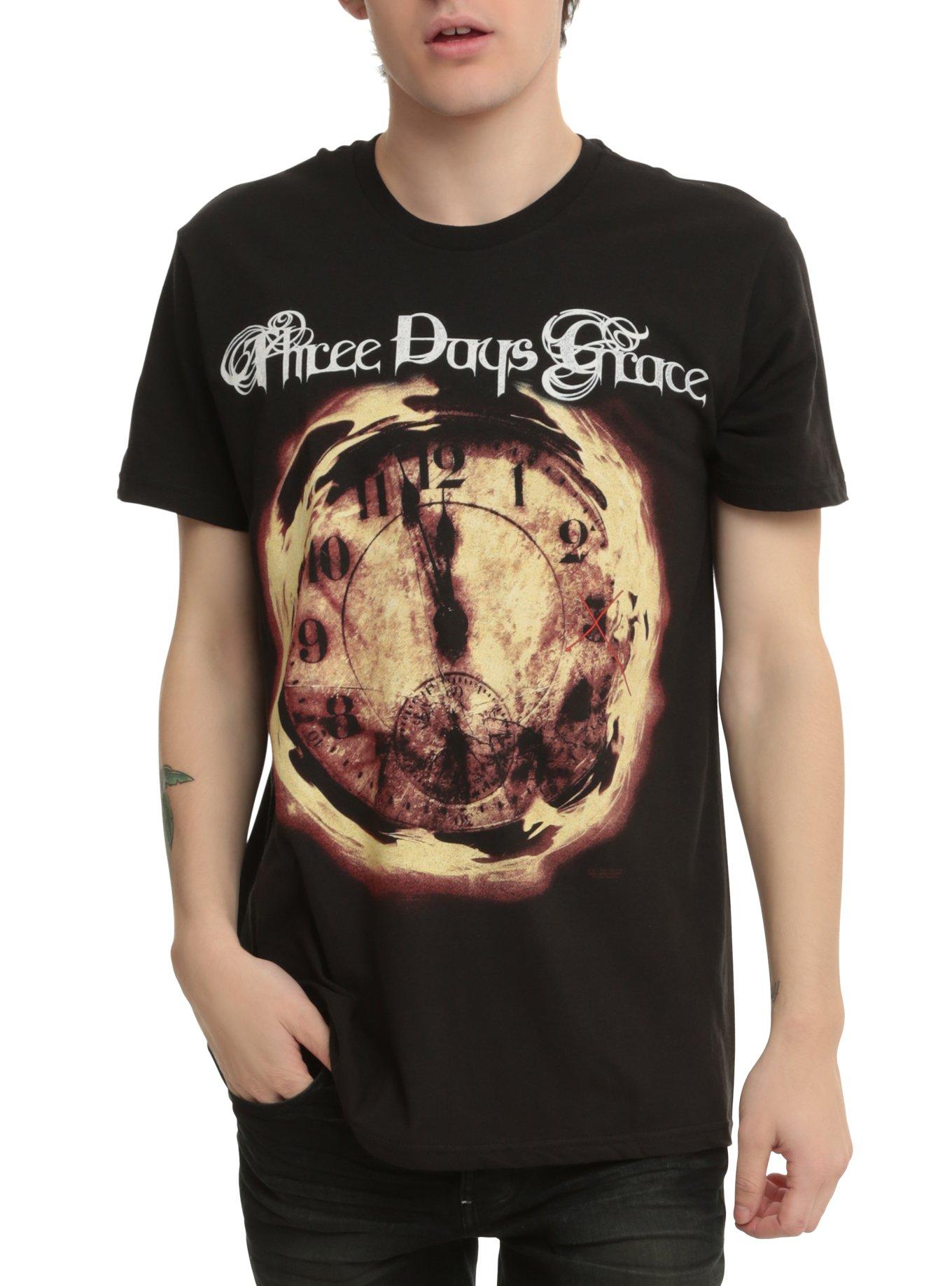Three Days Grace Clock T-Shirt, BLACK, hi-res