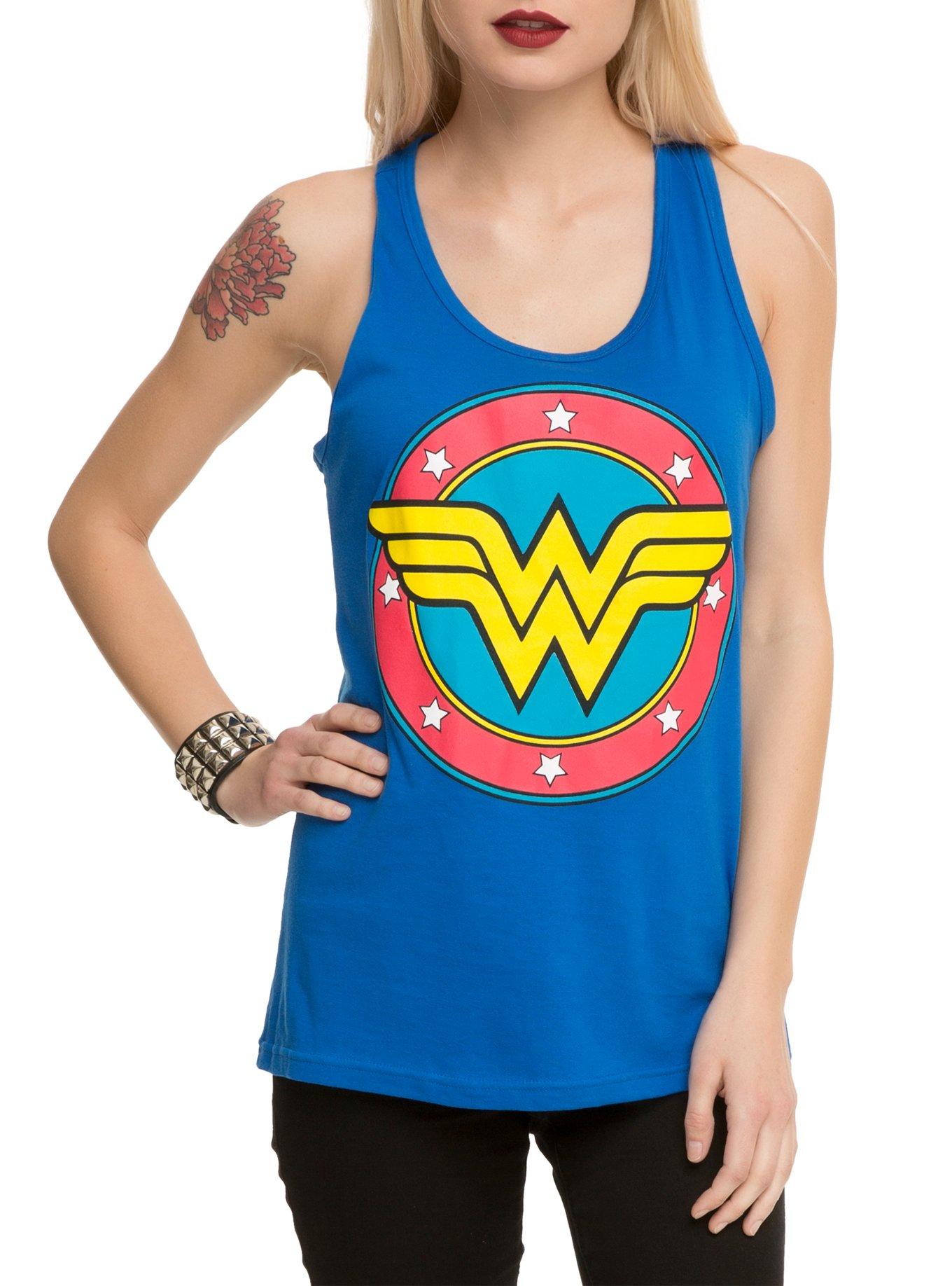 DC Comics Wonder Woman Logo Girls Tank Top, BLACK, hi-res