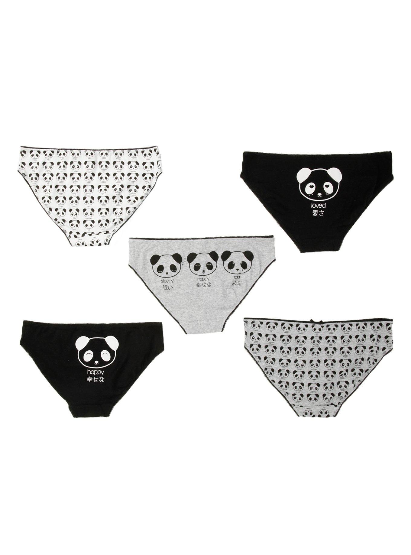 Emoji Panda Hot Pants 5 Pack, BLACK, hi-res
