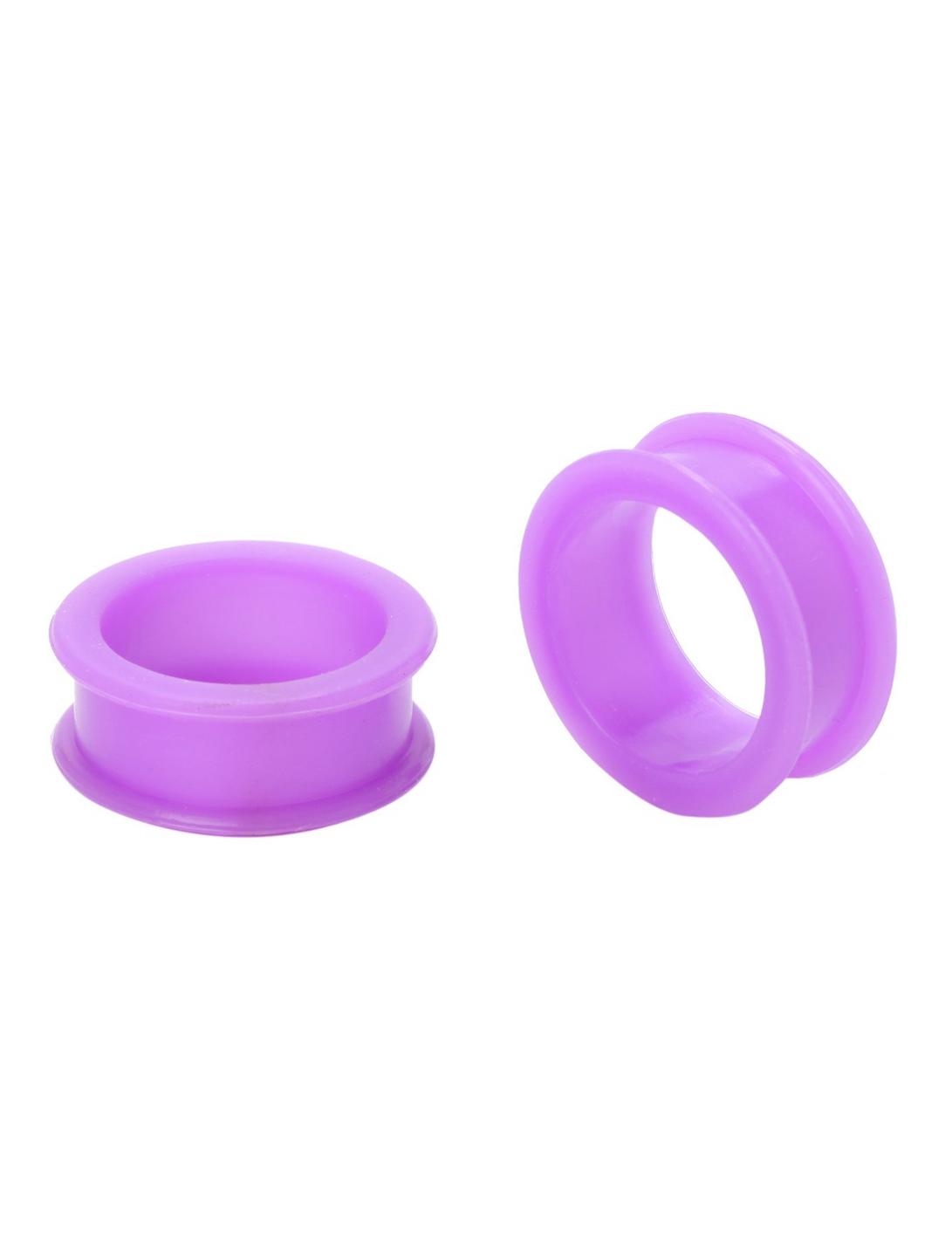Purple Thick Wall Silicone Earskin Eyelet Plug 2 Pack, PURPLE, hi-res