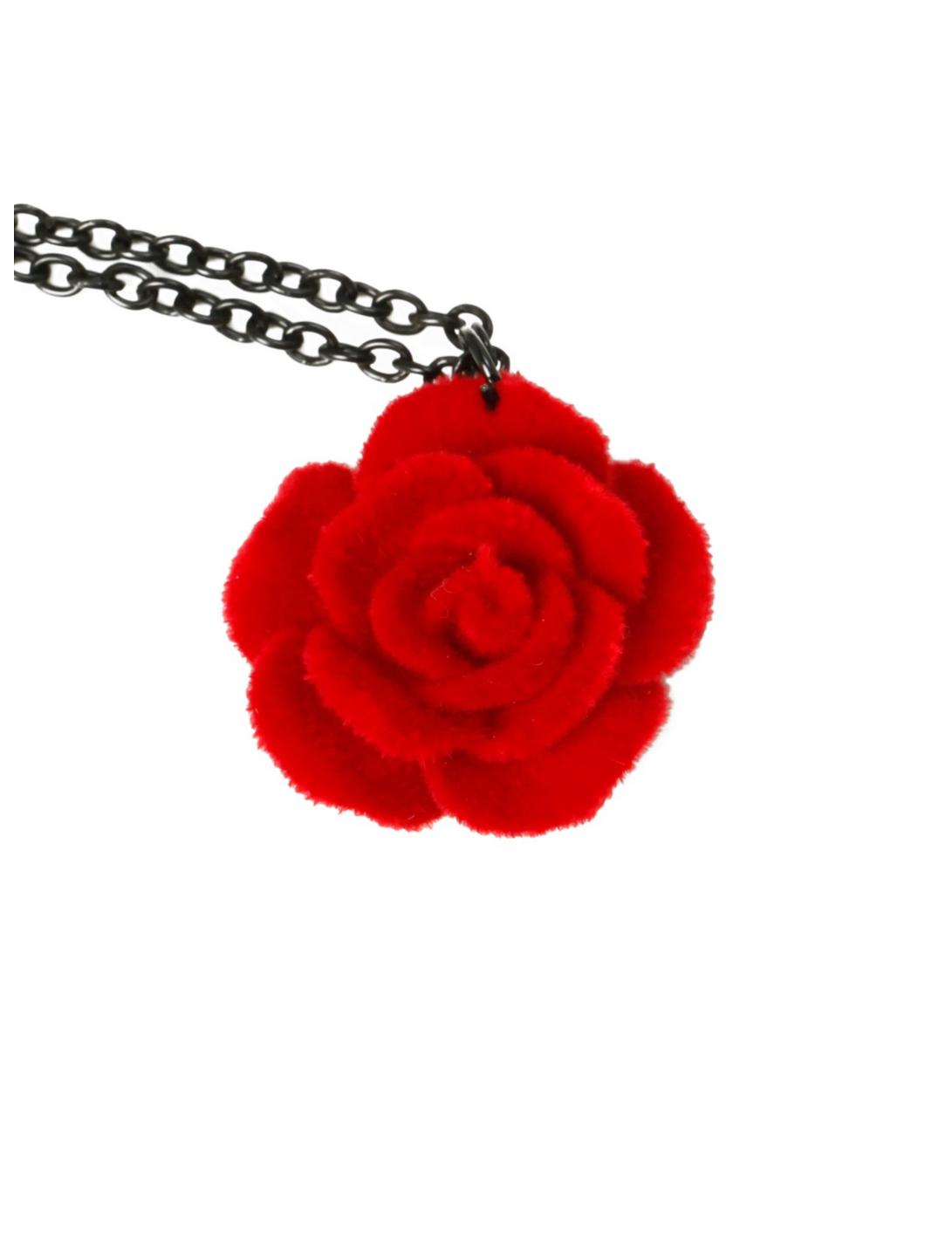 LOVEsick Red Velvet Rose Necklace, , hi-res