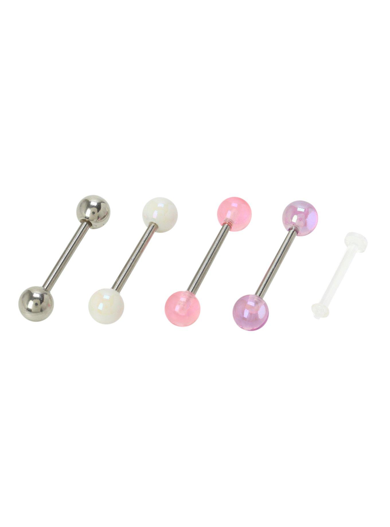 14G Pink Iridescent Barbell 5 Pack, , hi-res