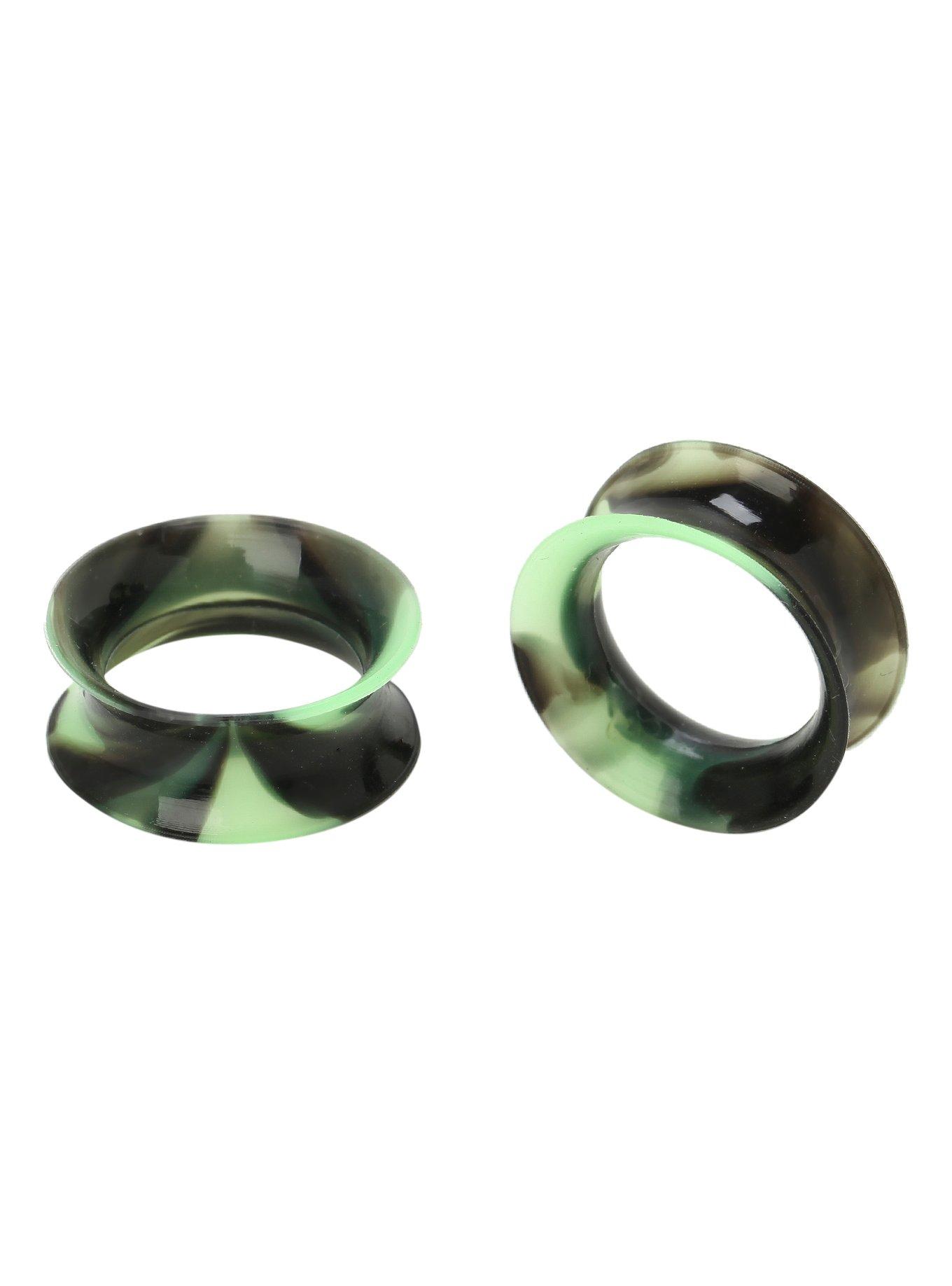 Green Black Swirl Silicone Eyelet Plug 2 Pack, , hi-res