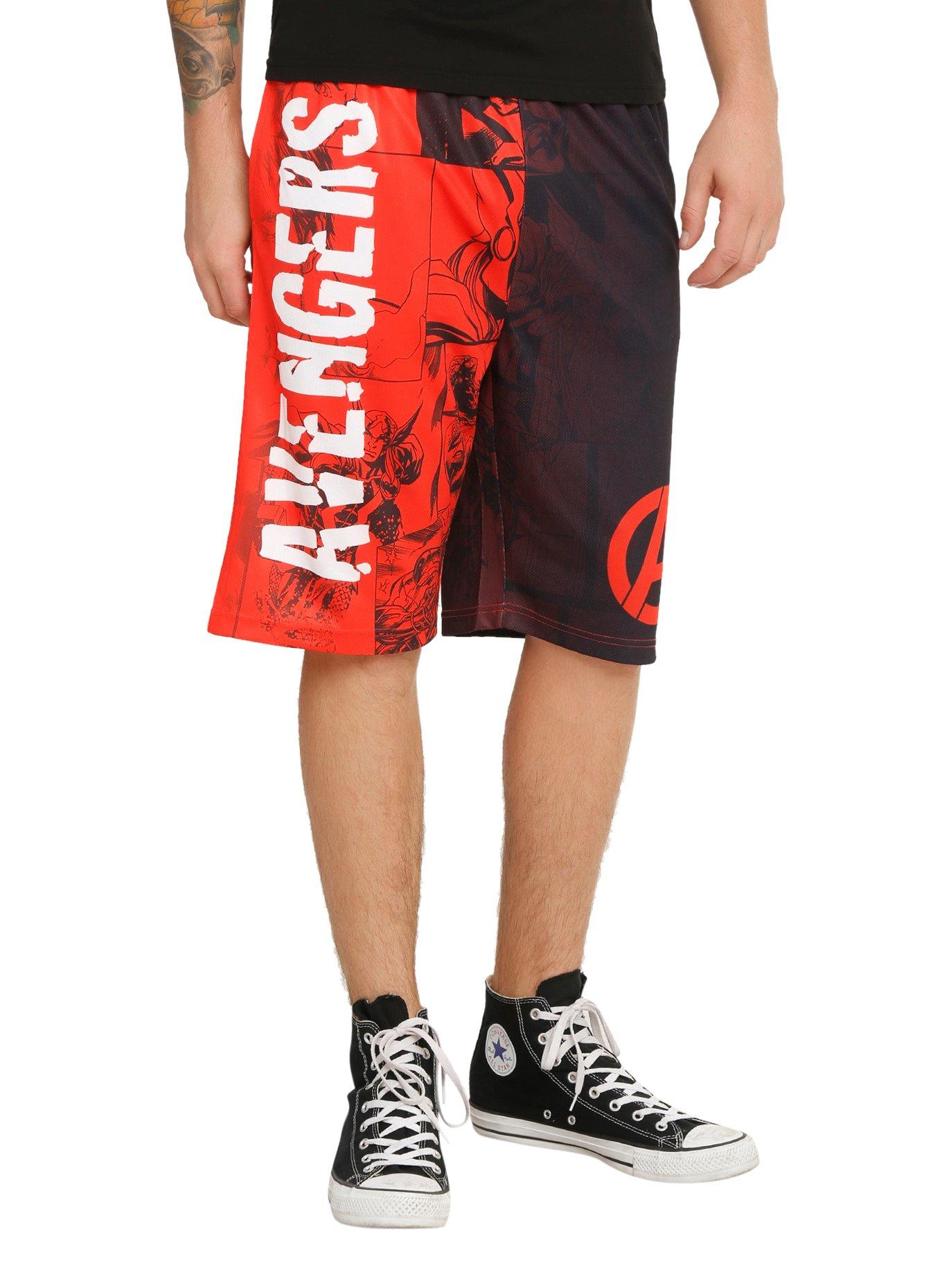 Marvel The Avengers Guys Basketball Shorts, RED, hi-res