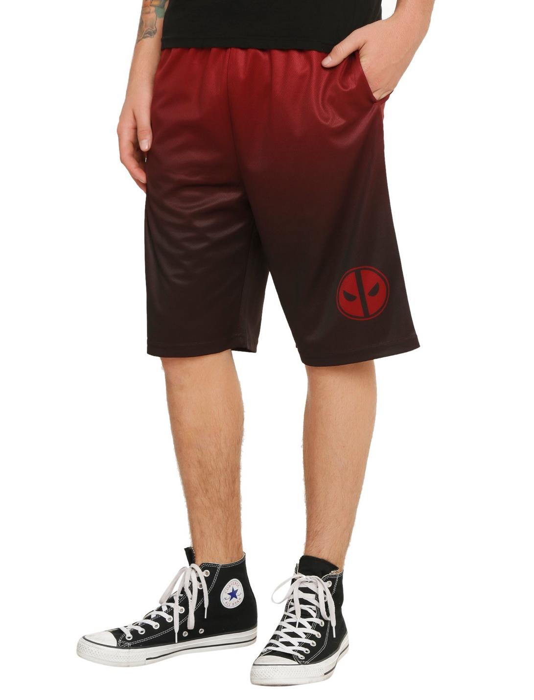Marvel Deadpool Ombre Guys Basketball Shorts, BLACK, hi-res