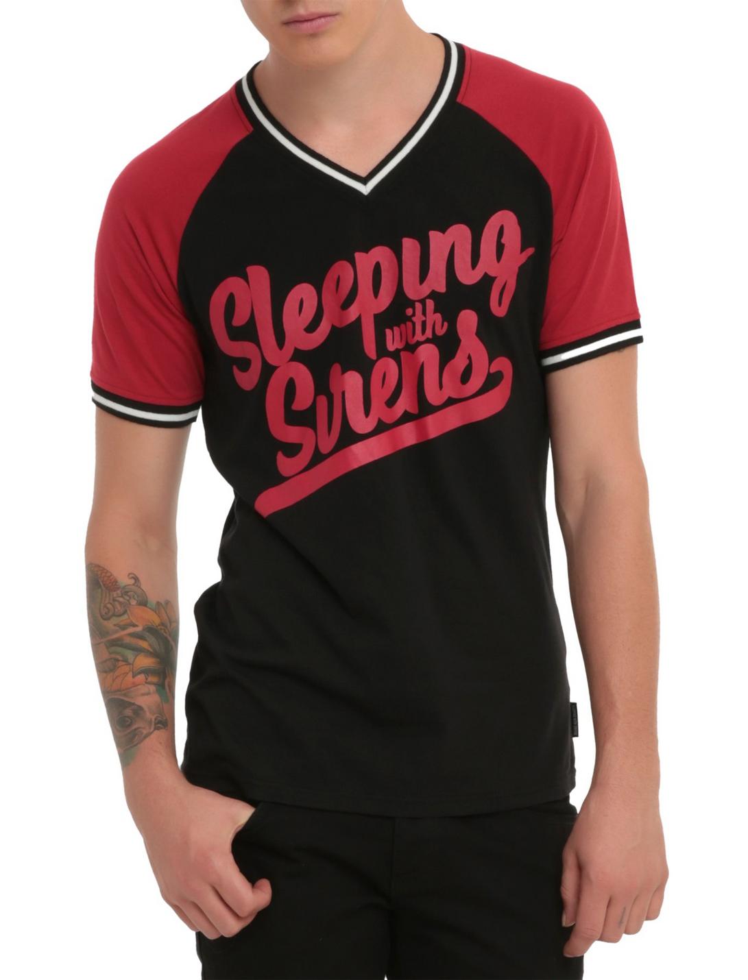 Sleeping With Sirens Athletic V-Neck T-Shirt, BLACK, hi-res