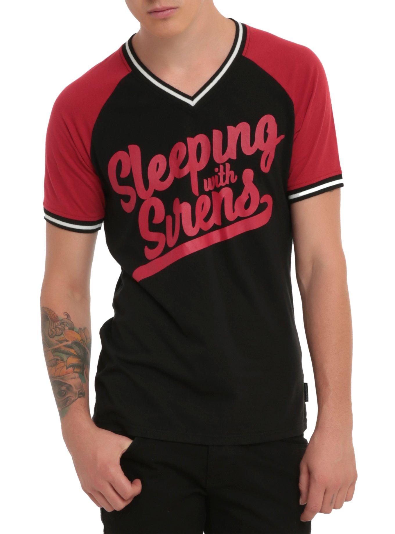 Sleeping With Sirens Athletic V-Neck T-Shirt, BLACK, hi-res