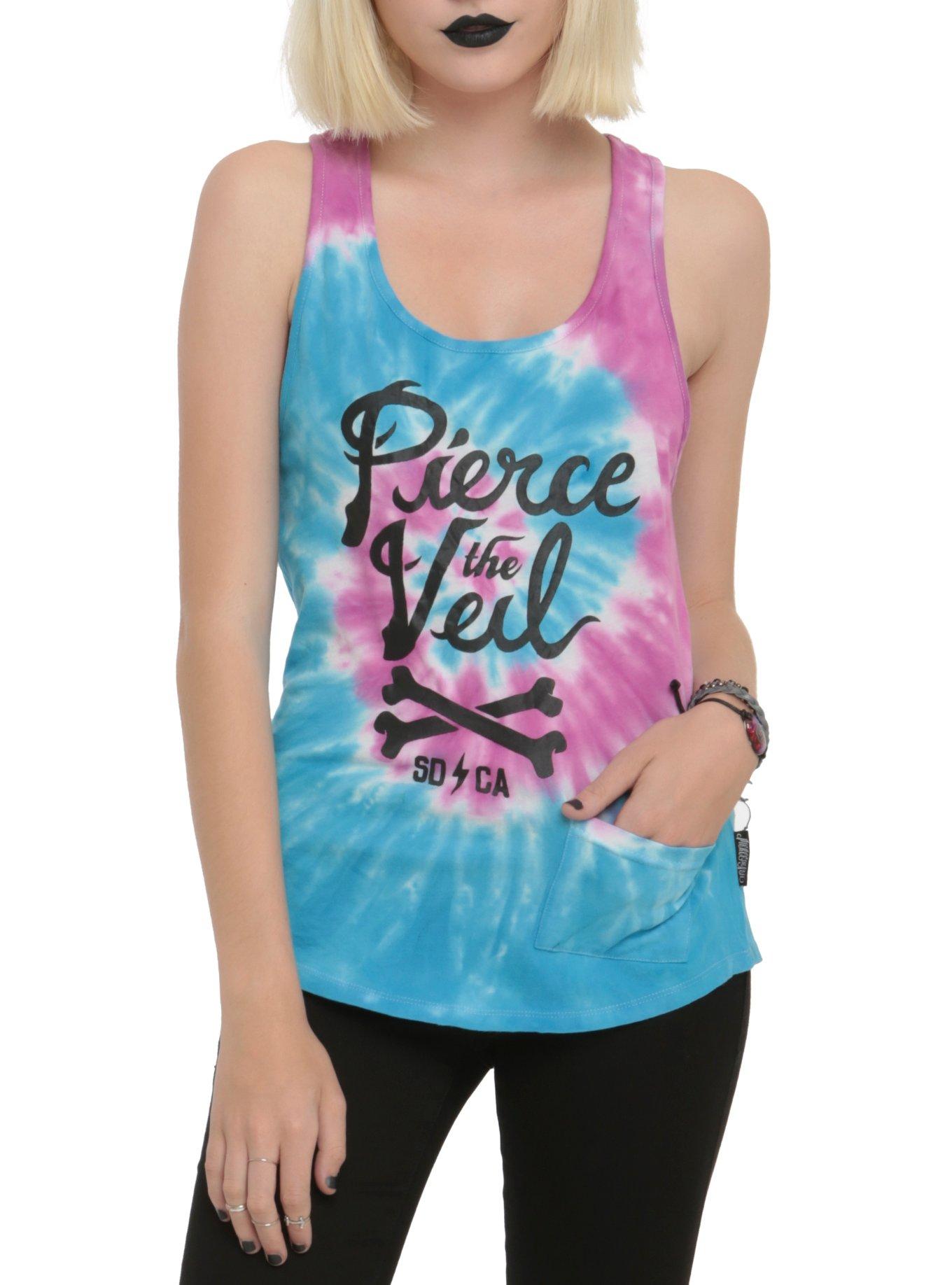 Pierce The Veil Pink Blue Tie Dye Girls Tank Top, TIE DYE, hi-res