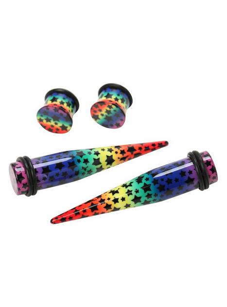 Acrylic Rainbow Star Taper And Plug 4 Pack | Hot Topic