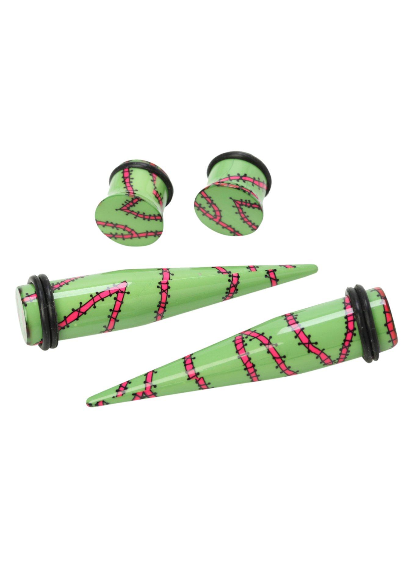 Acrylic Zombie Stitches Taper & Plug 4 Pack, , hi-res