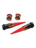 Acrylic Black & Red Flame Taper And Plug 4 Pack, , hi-res