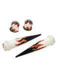 Acrylic Black & White Flames Taper & Plug 4 Pack, , hi-res