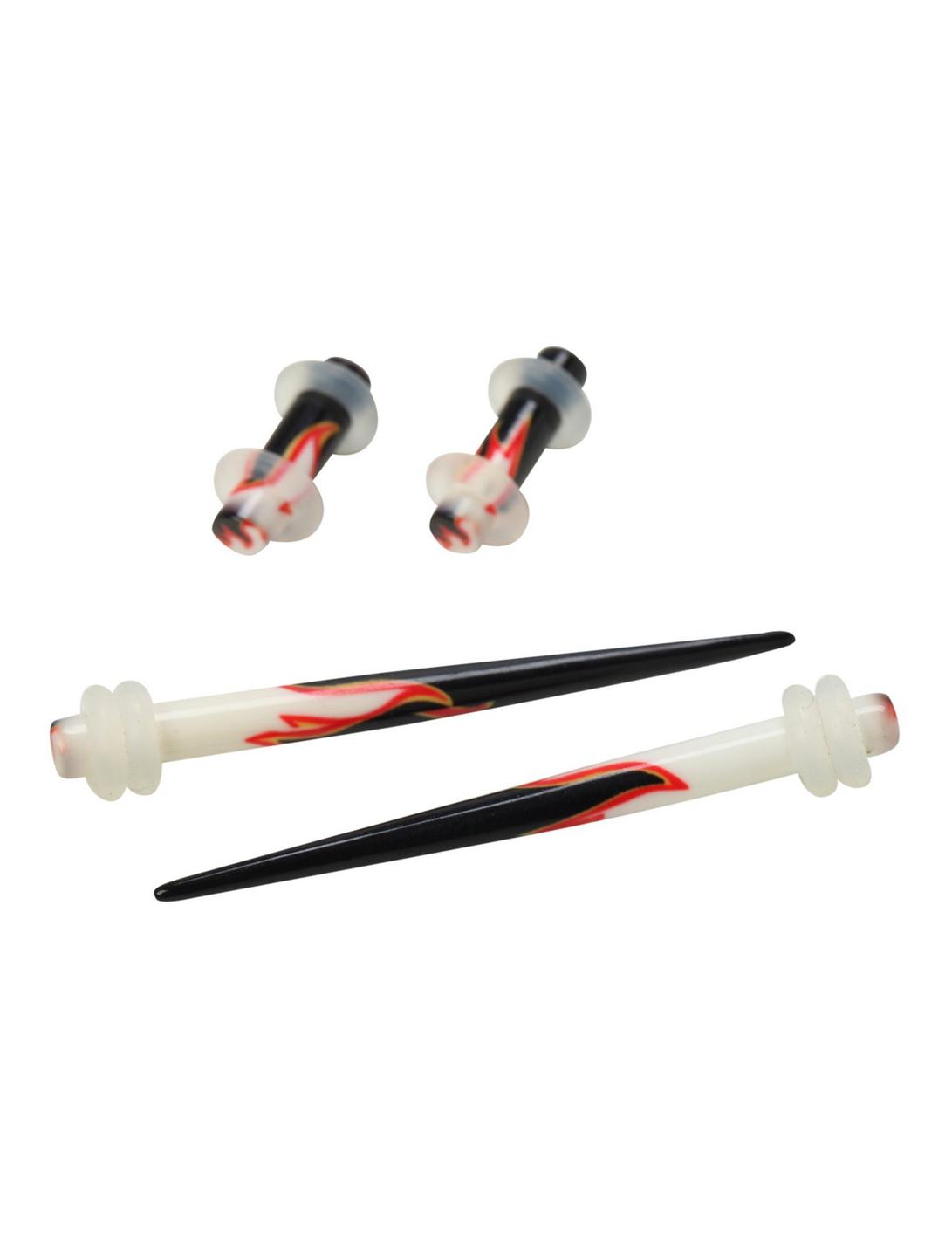 Acrylic Black & White Flame Micro Taper And Plug 4 Pack, MULTI, hi-res