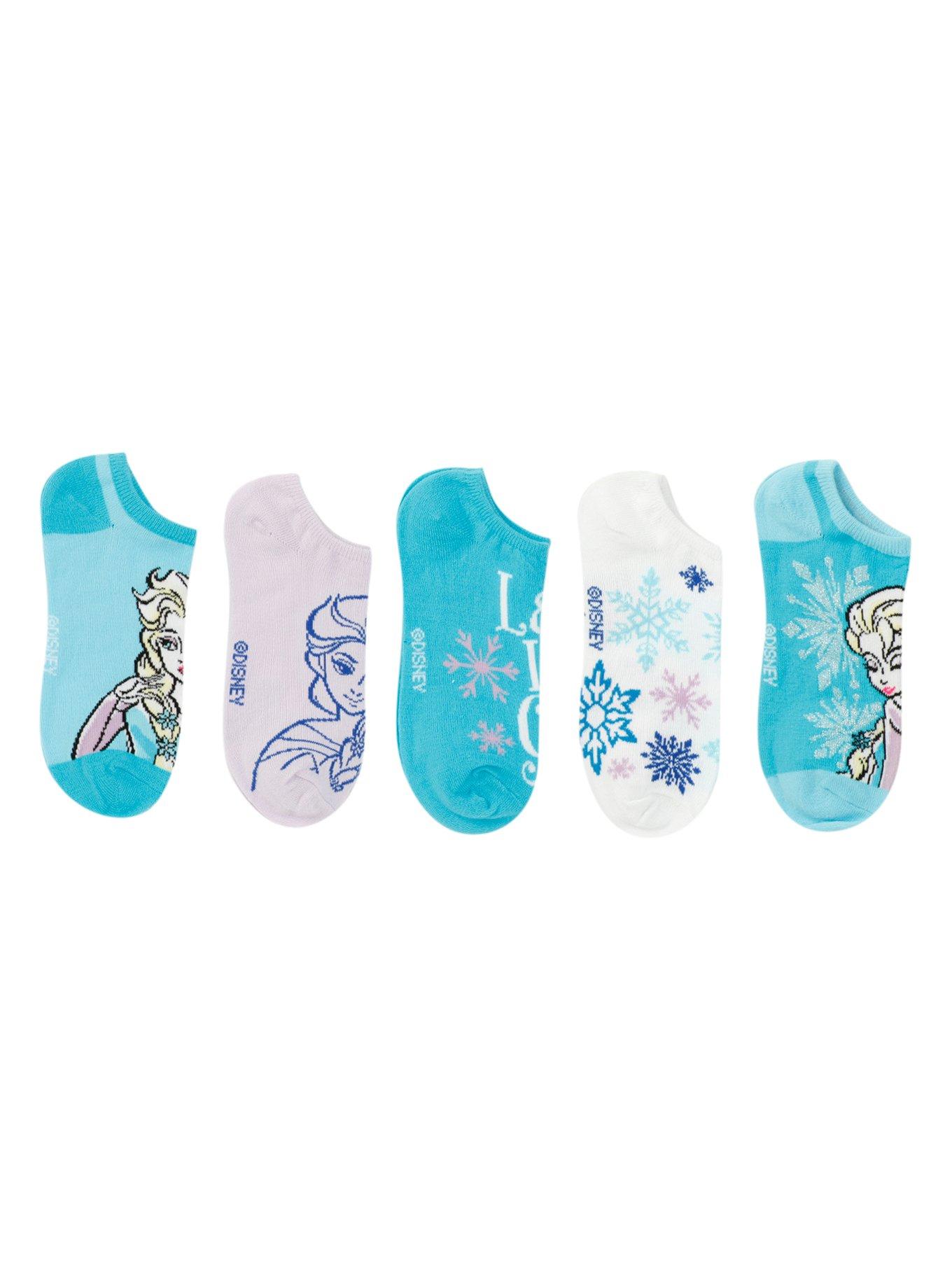 Disney Frozen Elsa No-Show Socks 5 Pair, , hi-res