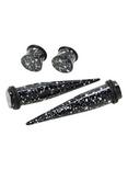 Acrylic Black Splatter Taper And Plug 4 Pack, BLACK, hi-res