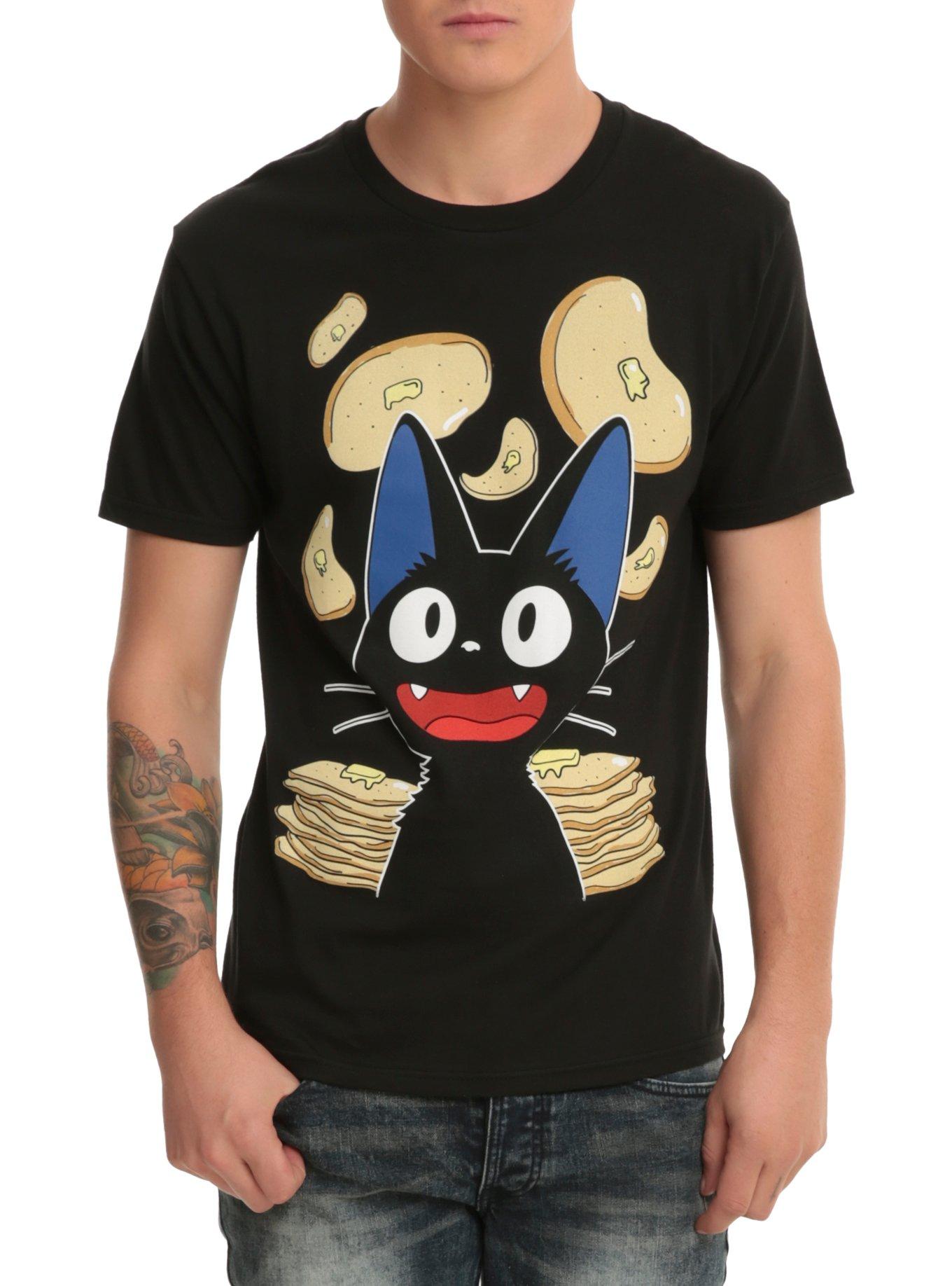 Studio Ghibli Kiki's Delivery Service Jiji Pancakes T-Shirt, BLACK, hi-res