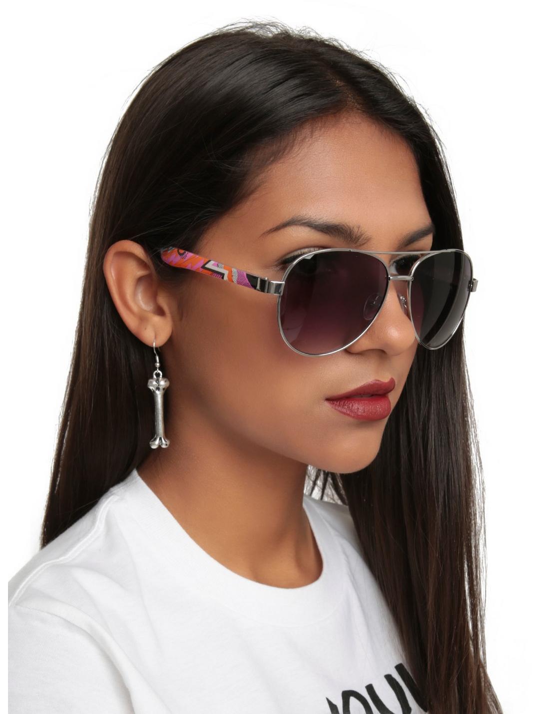 Neon Geo Aviator Sunglasses, , hi-res