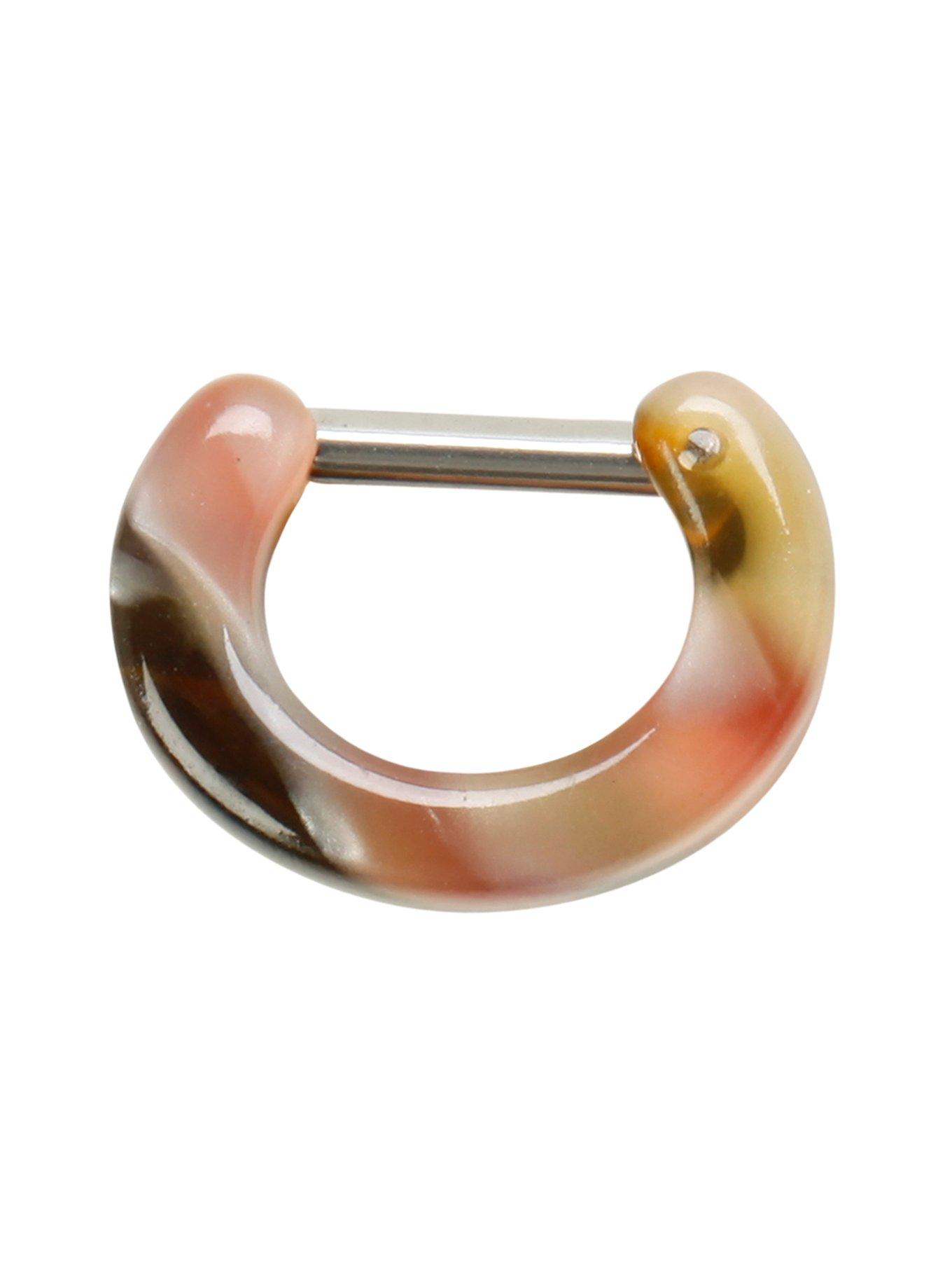14G Steel & Acrylic Tortoise Septum Clicker, , hi-res