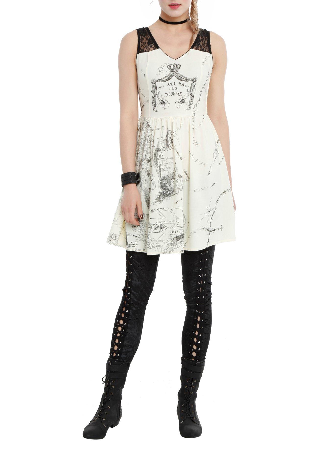 Penny Dreadful Map Of London 1891 Dress, IVORY, hi-res