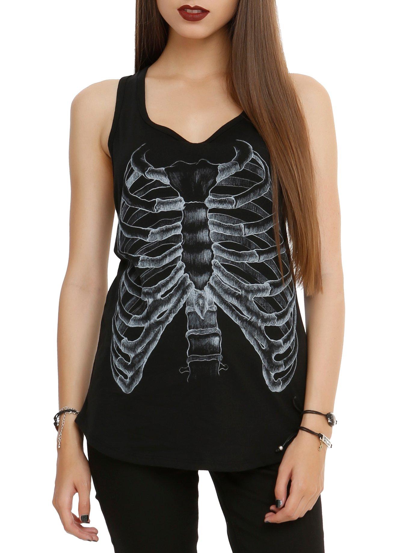 Rib Cage X-Ray Girls Tank Top, BLACK, hi-res