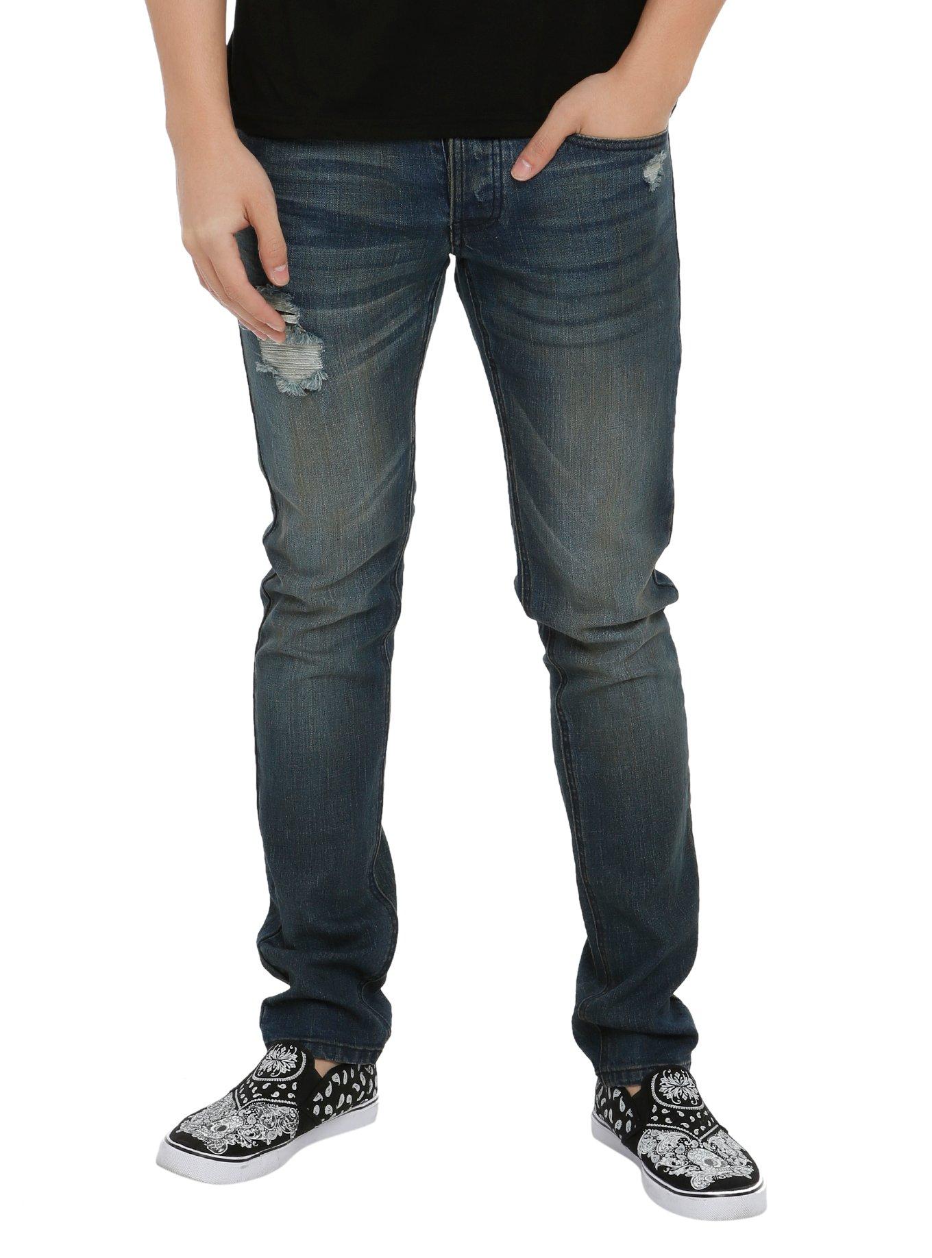 XXX RUDE Vintage Wash Deconstructed Skinny Jeans, LIGHT BLUE, hi-res