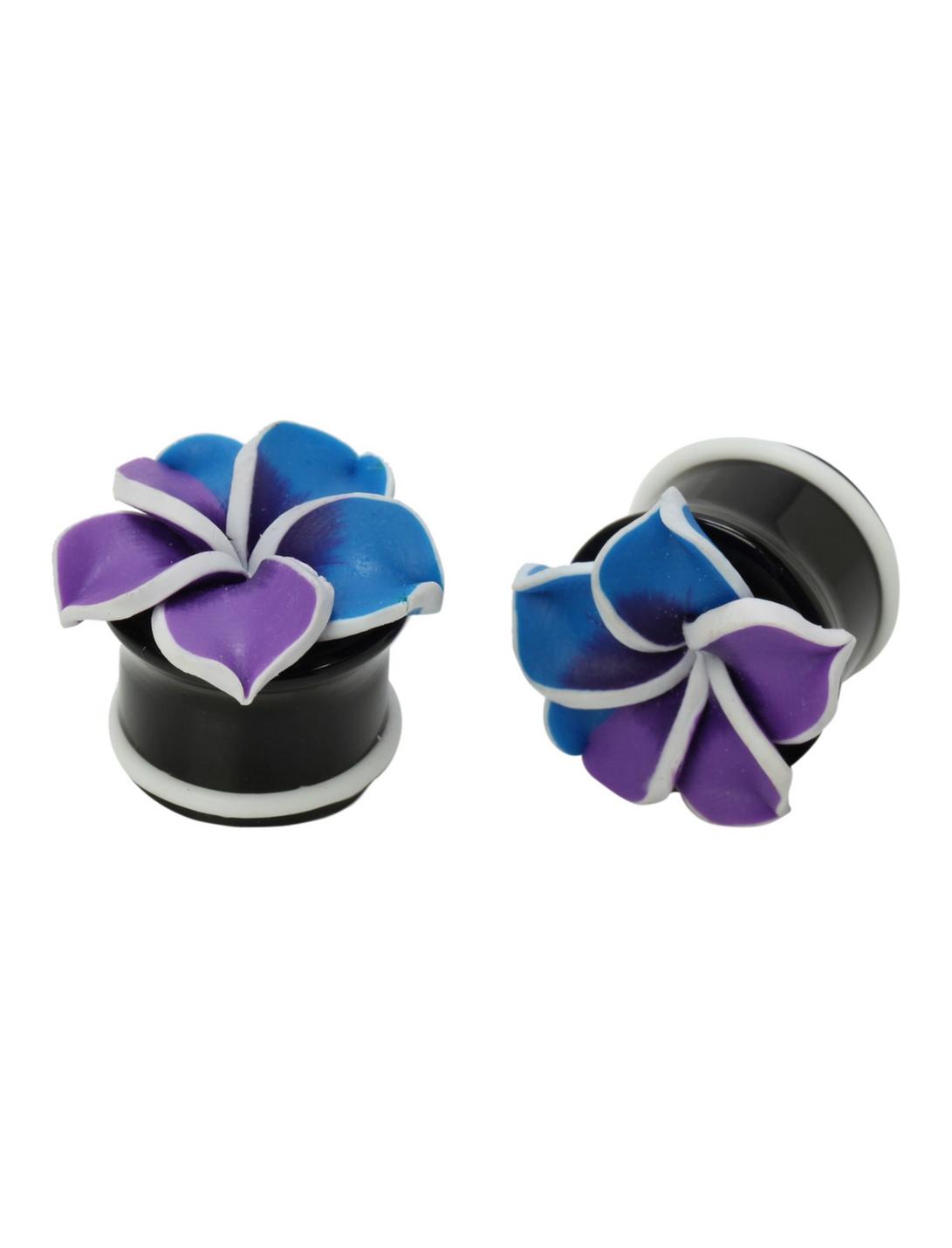 Acrylic Purple Blue Tropical Flower Plug 2 Pack, , hi-res