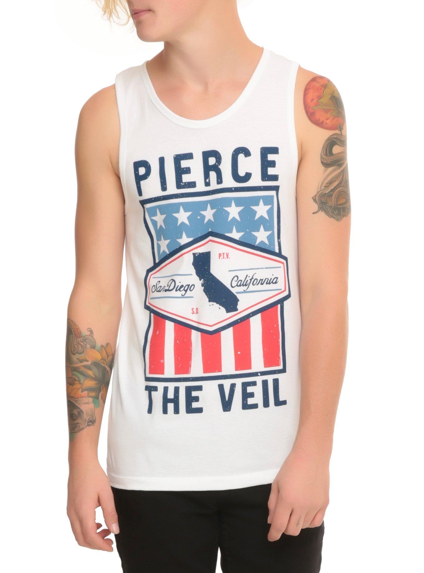 Pierce The Veil San Diego Tank Top, WHITE, hi-res