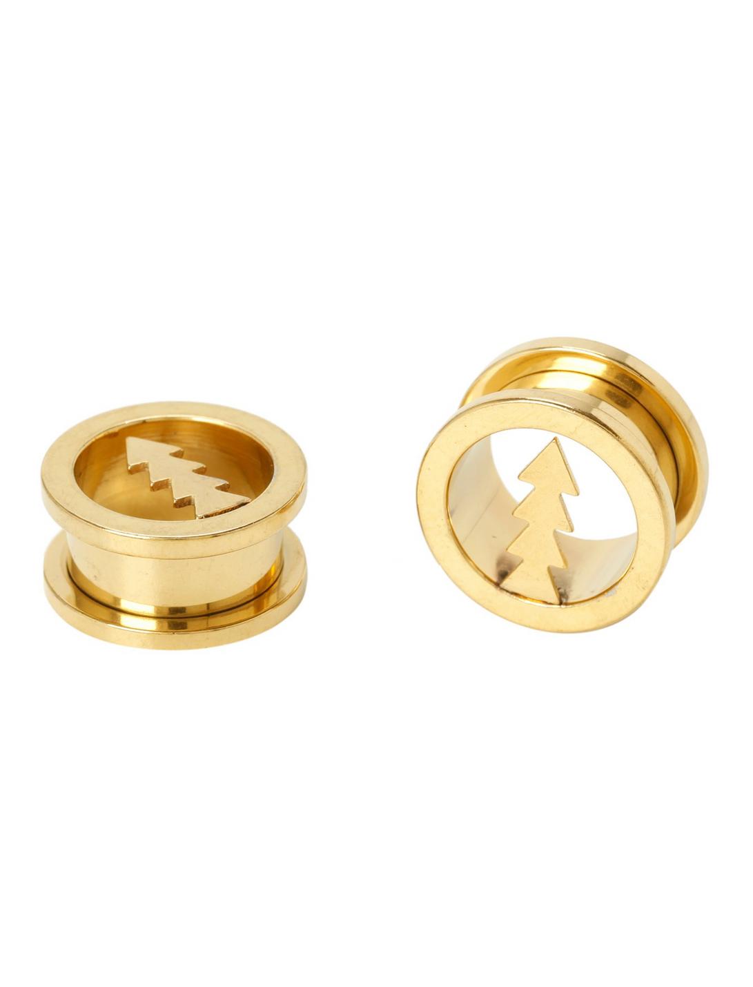 Steel Gold Triangle Cut-Out Spool Plug 2 Pack, , hi-res