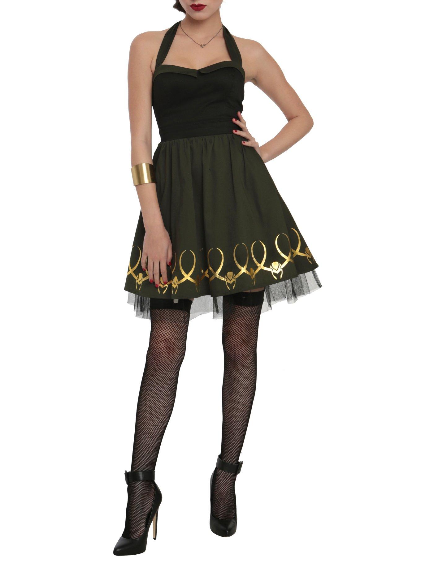 Her Universe Marvel Loki Halter Dress, BLACK, hi-res