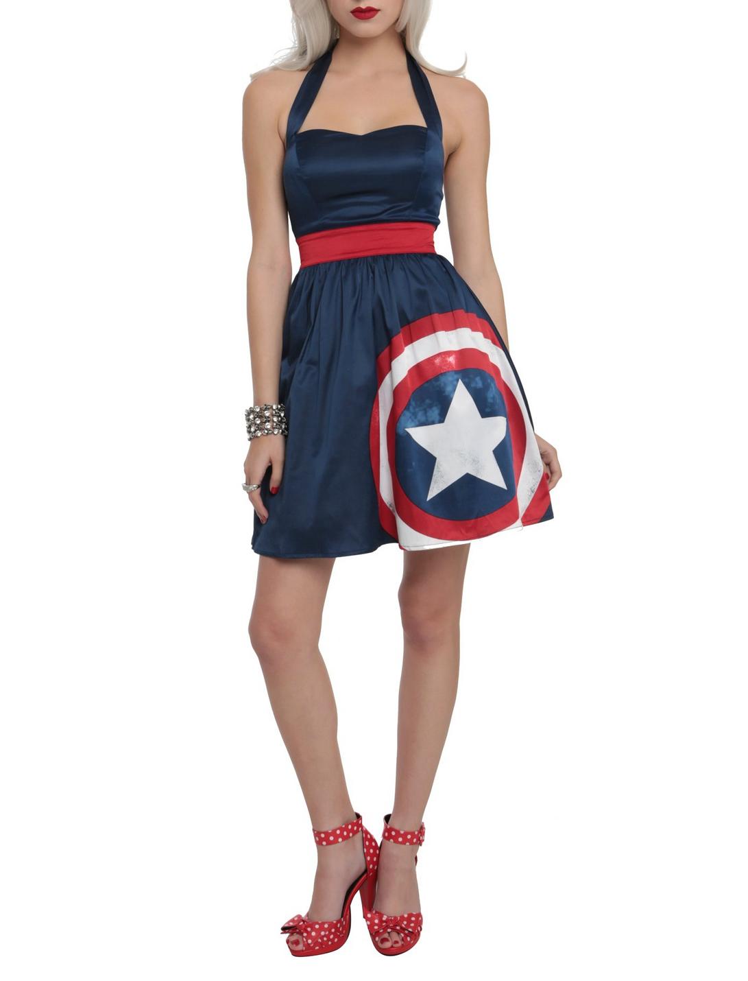 Her Universe Marvel Captain America Halter Dress, BLACK, hi-res