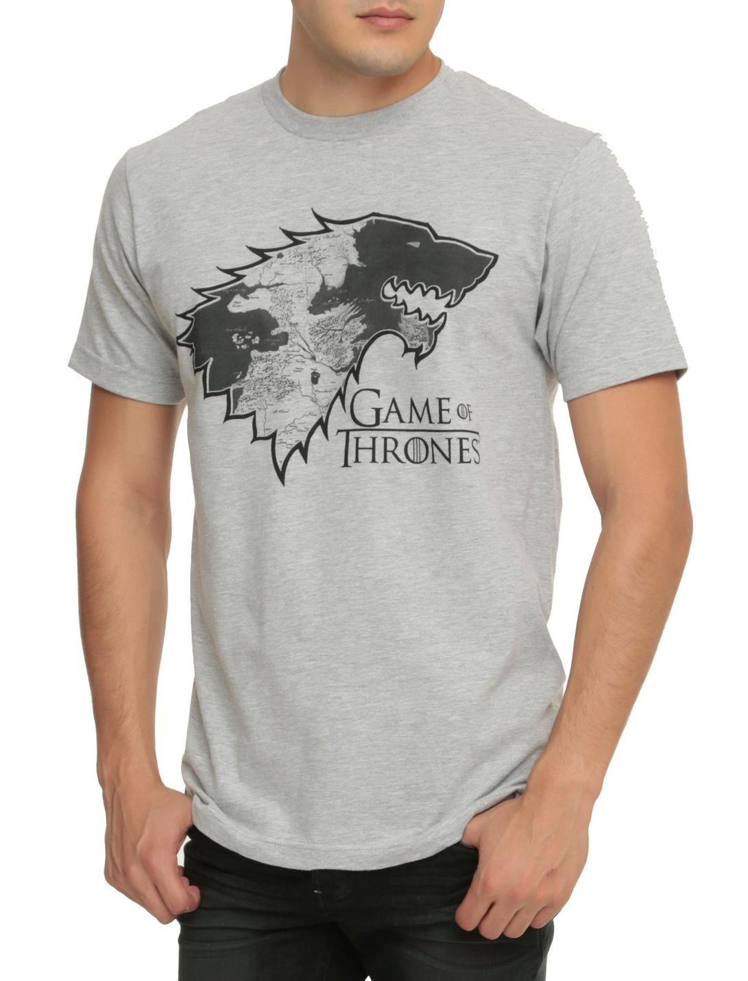 Game Of Thrones Direwolf Map T-Shirt, LIGHT GRAY, hi-res