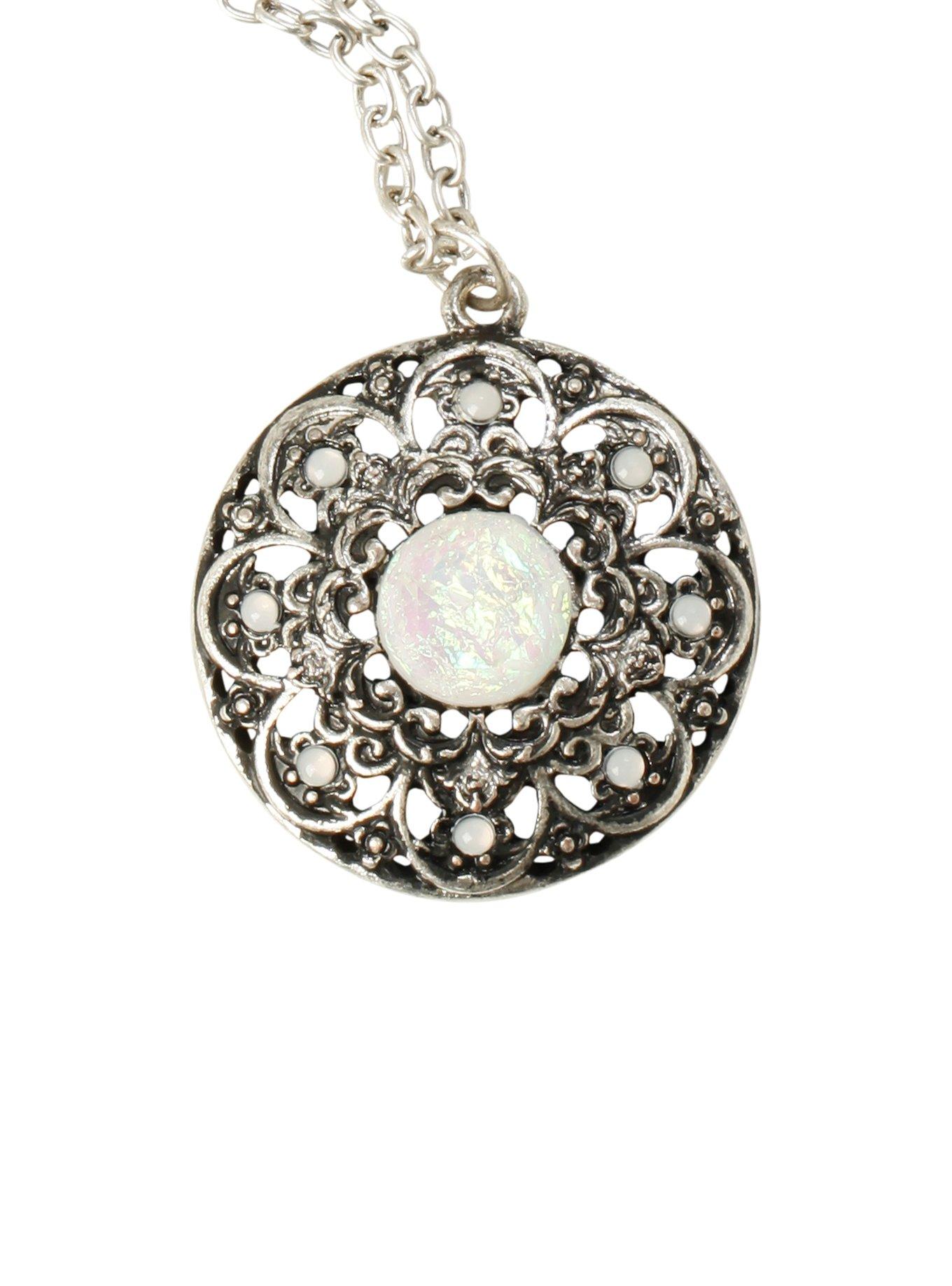LOVEsick Round Opal Filigree Necklace | Hot Topic