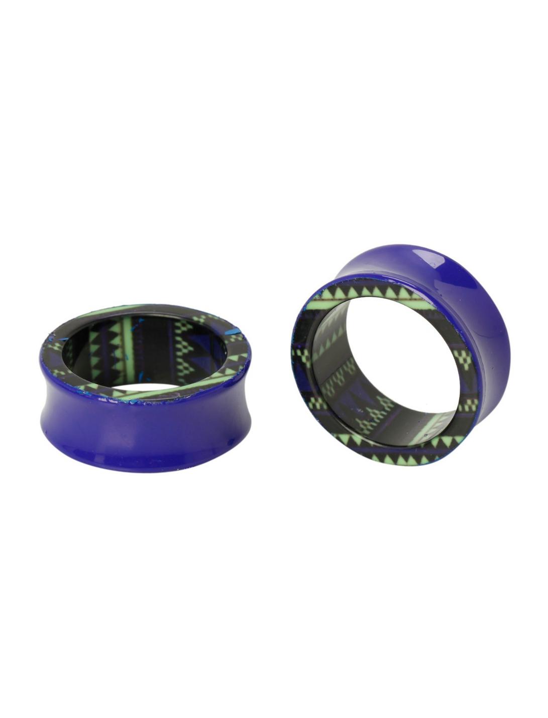 Acrylic Blue Green Geometric Print Eyelet Plug 2 Pack, , hi-res