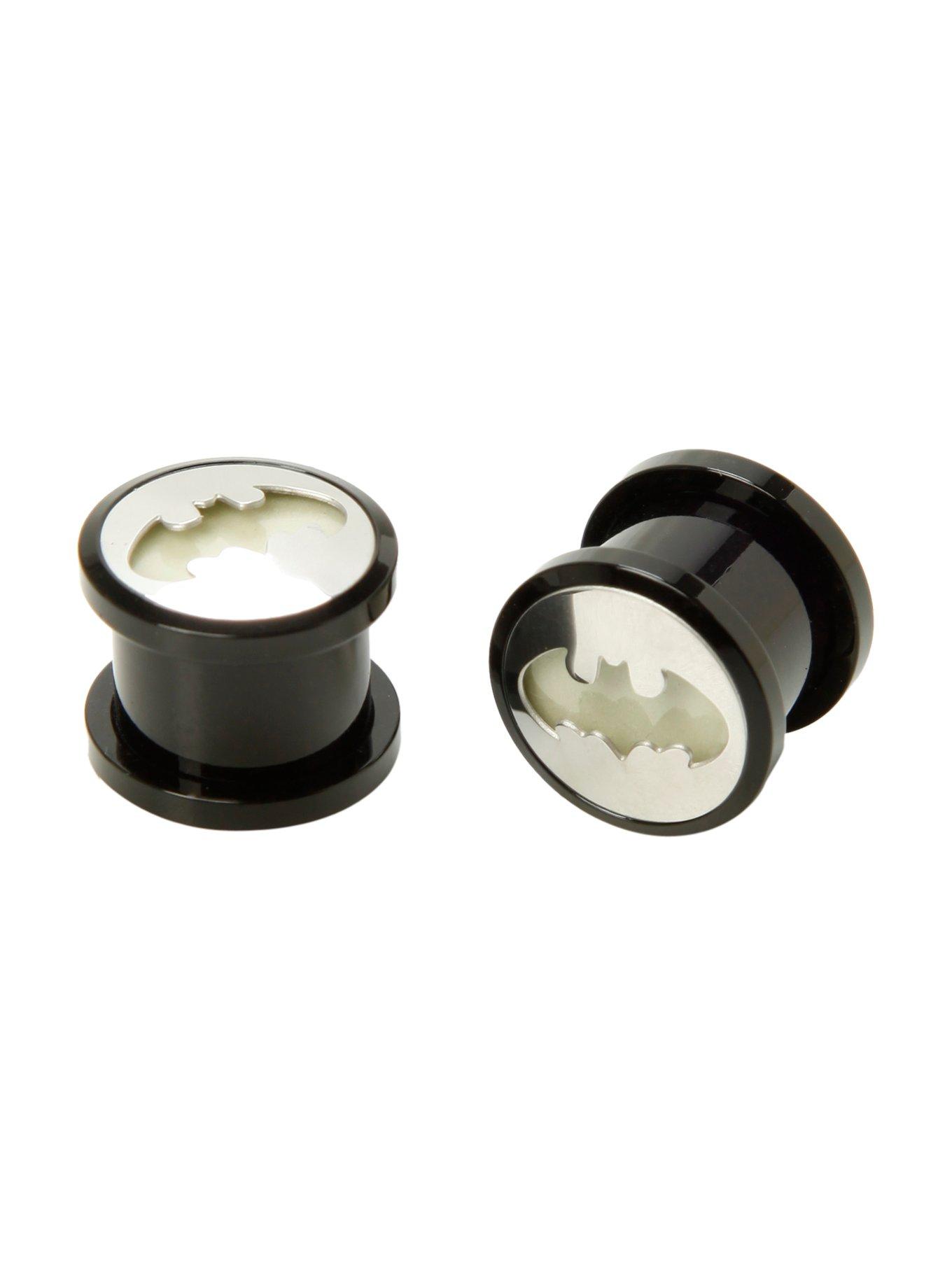 Acrylic DC Comics Batman Glow-In-The-Dark Spool Plug 2 Pack, BLACK, hi-res