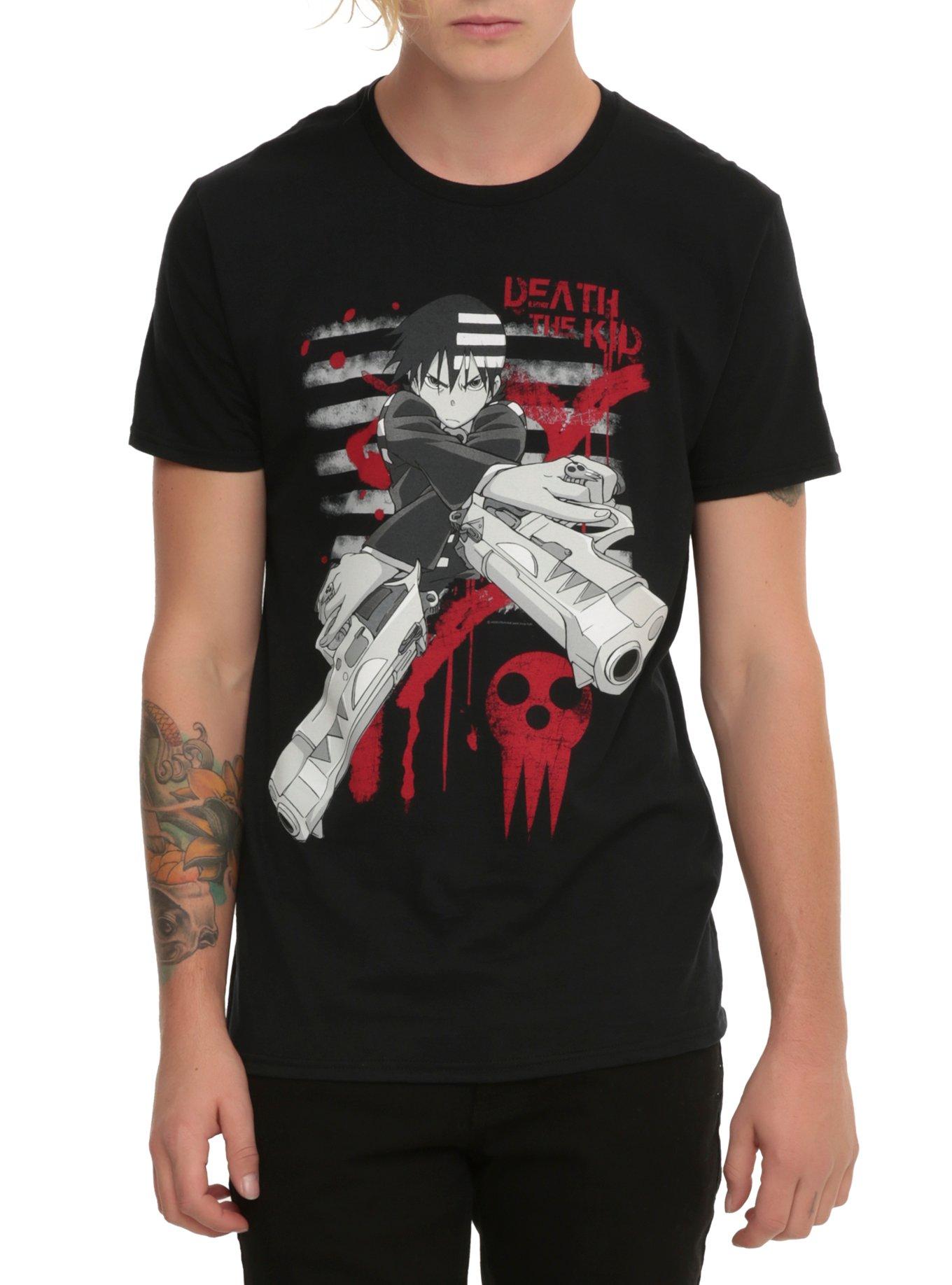 Soul Eater Death The Kid Striped T-Shirt, BLACK, hi-res