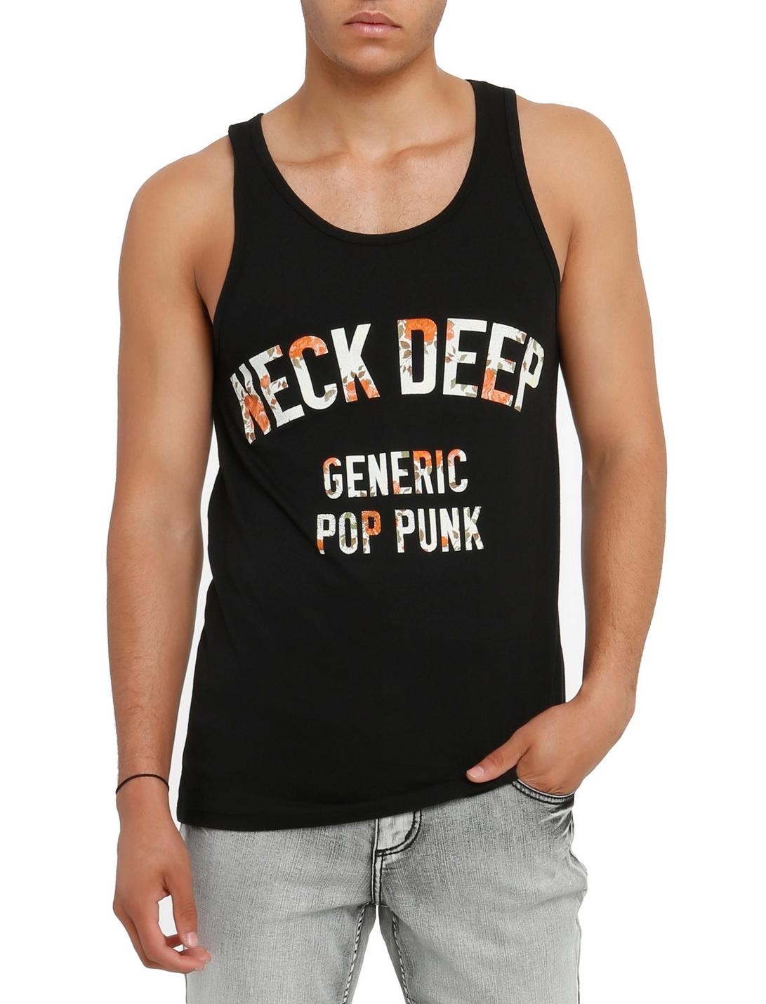 Neck Deep Floral Logo Tank Top, BLACK, hi-res