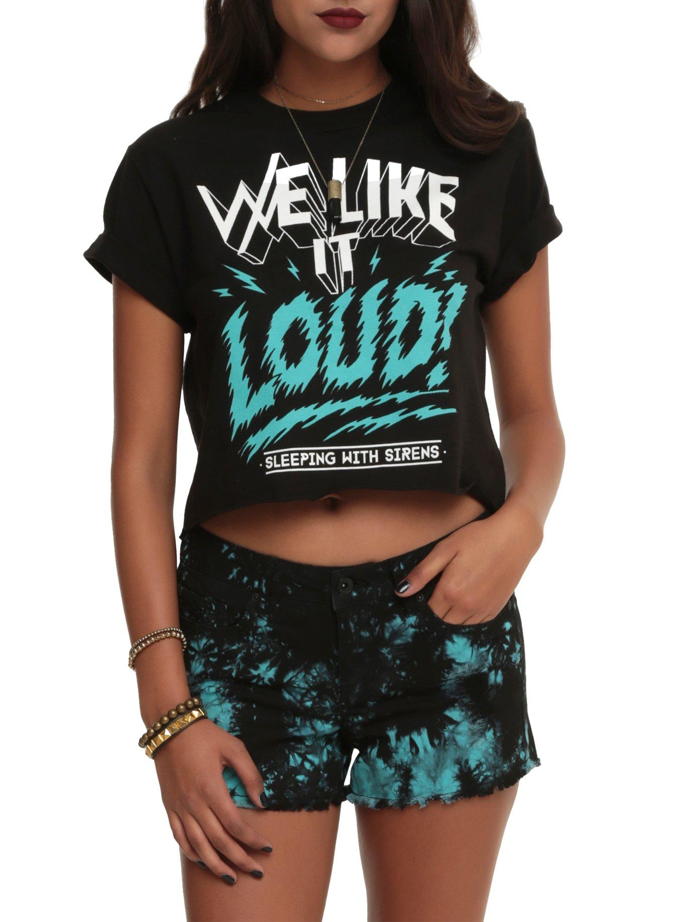 Sleeping With Sirens We Like It Loud Girls Crop Top, BLACK, hi-res