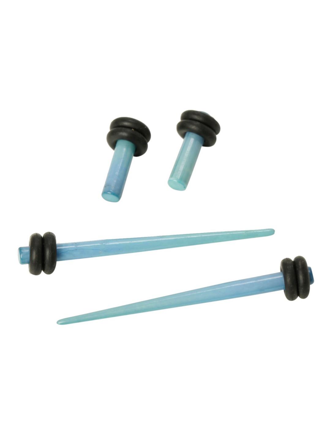 Acrylic Green & Blue Ombre Micro Taper & Plug 4 Pack, LIGHT BLUE, hi-res