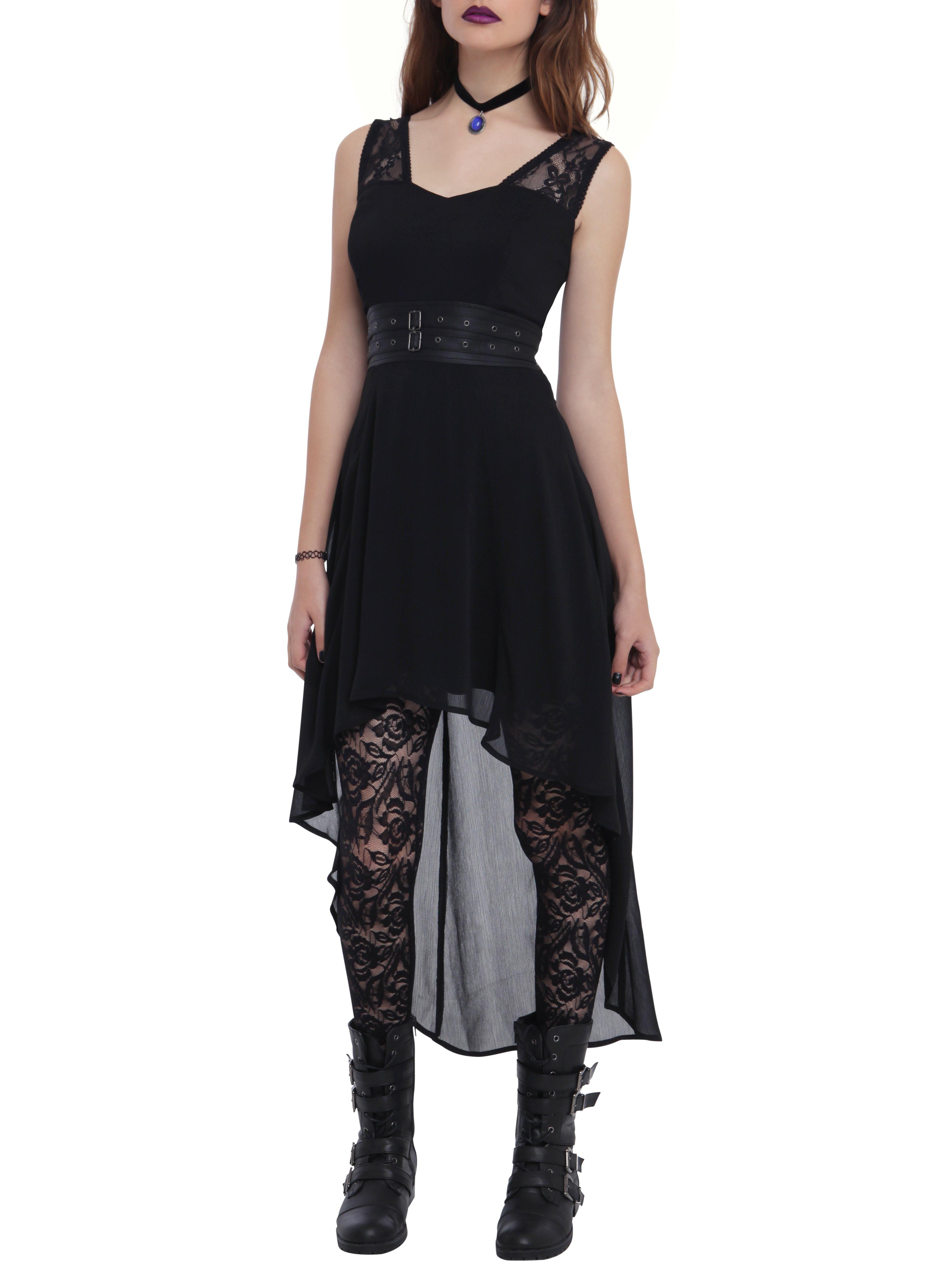 Royal Bones By Tripp Black Chiffon Hi-Lo Dress, BLACK, hi-res