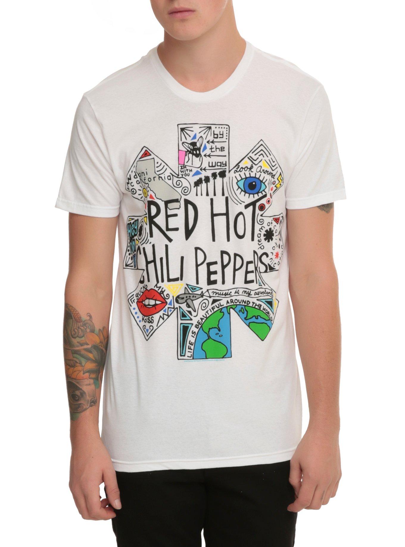 Red Hot Chili Peppers Doodle Logo T-Shirt, WHITE, hi-res