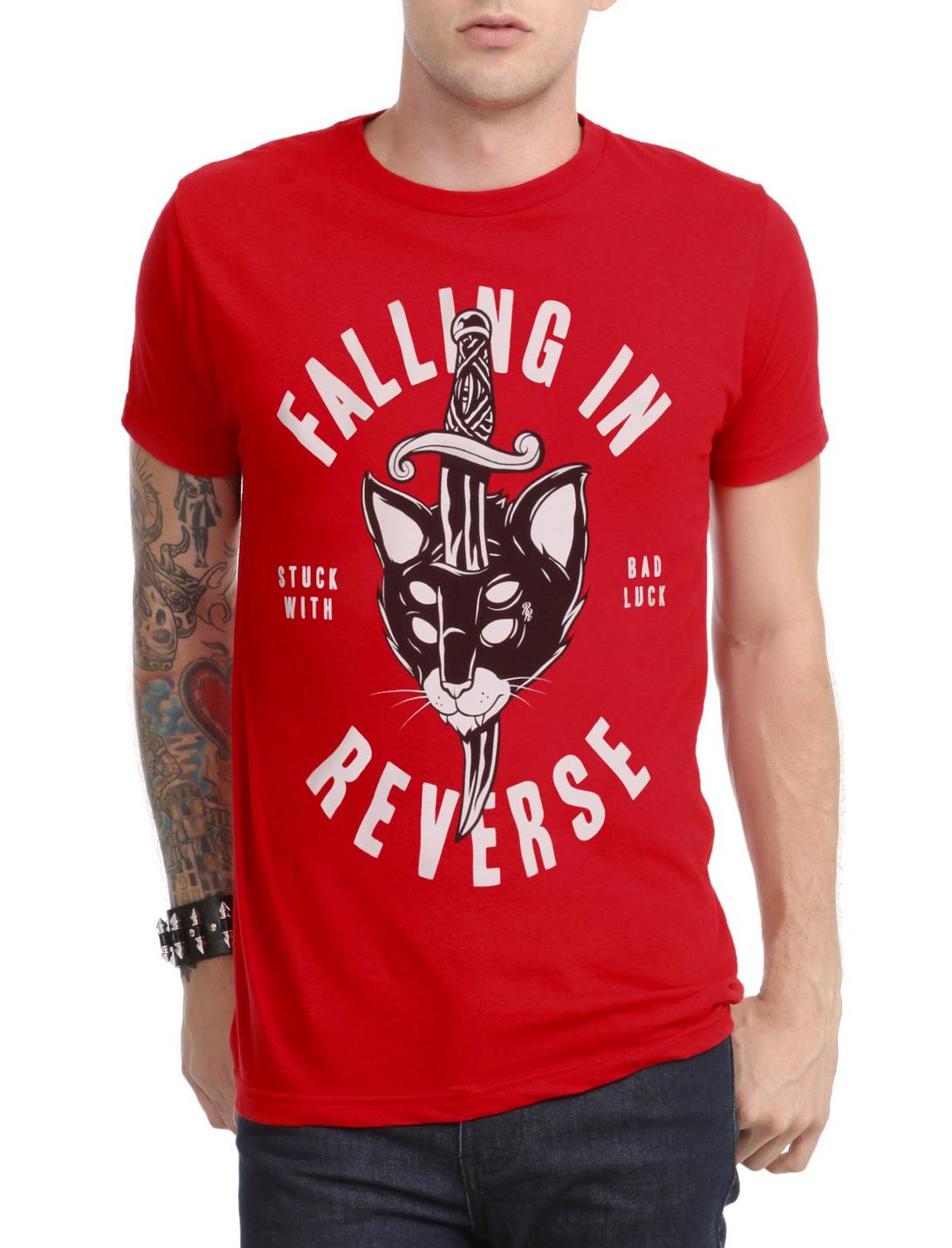 Falling In Reverse Cat Dagger T-Shirt, RED, hi-res