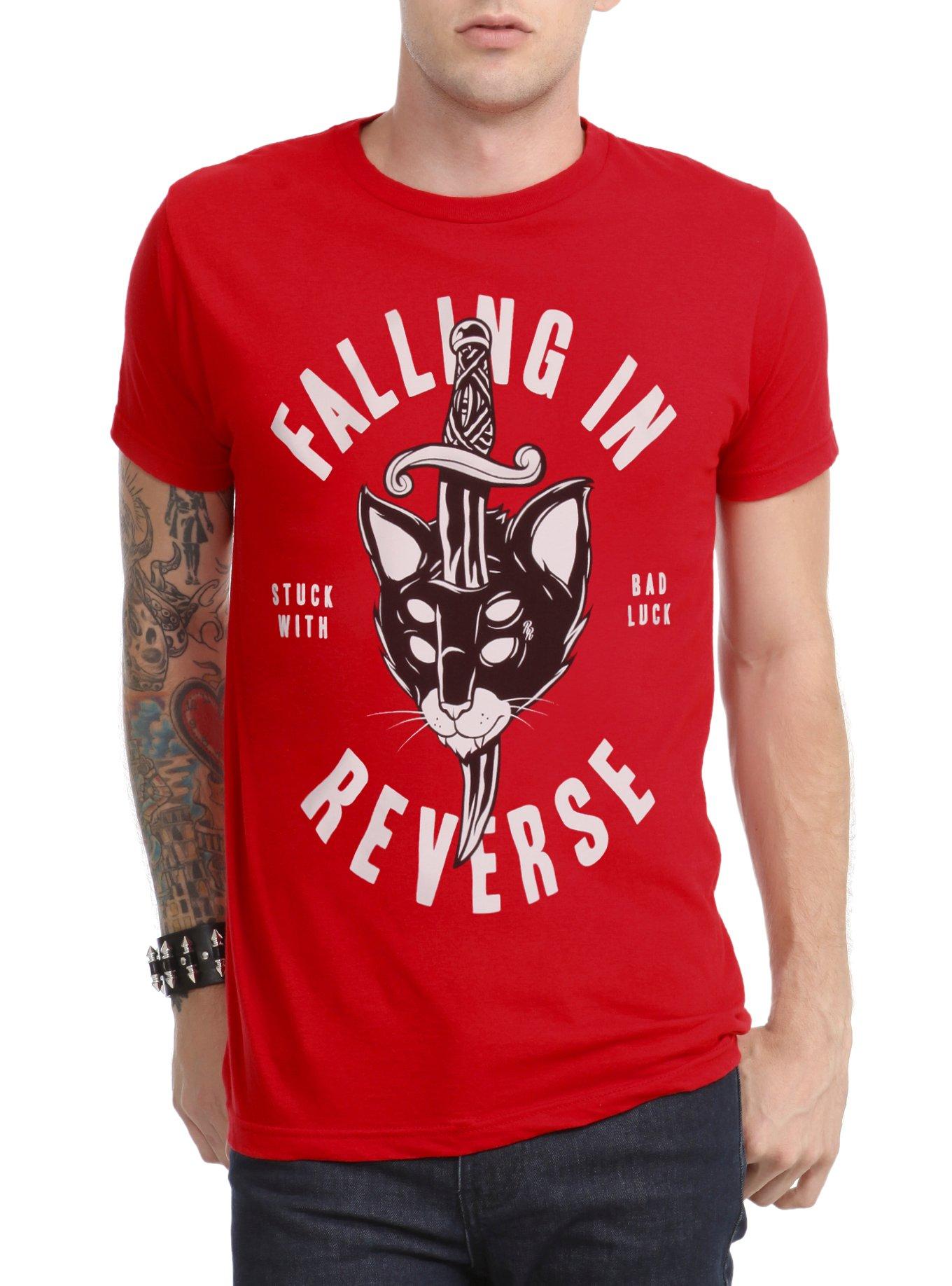 Falling In Reverse Cat Dagger T-Shirt, RED, hi-res