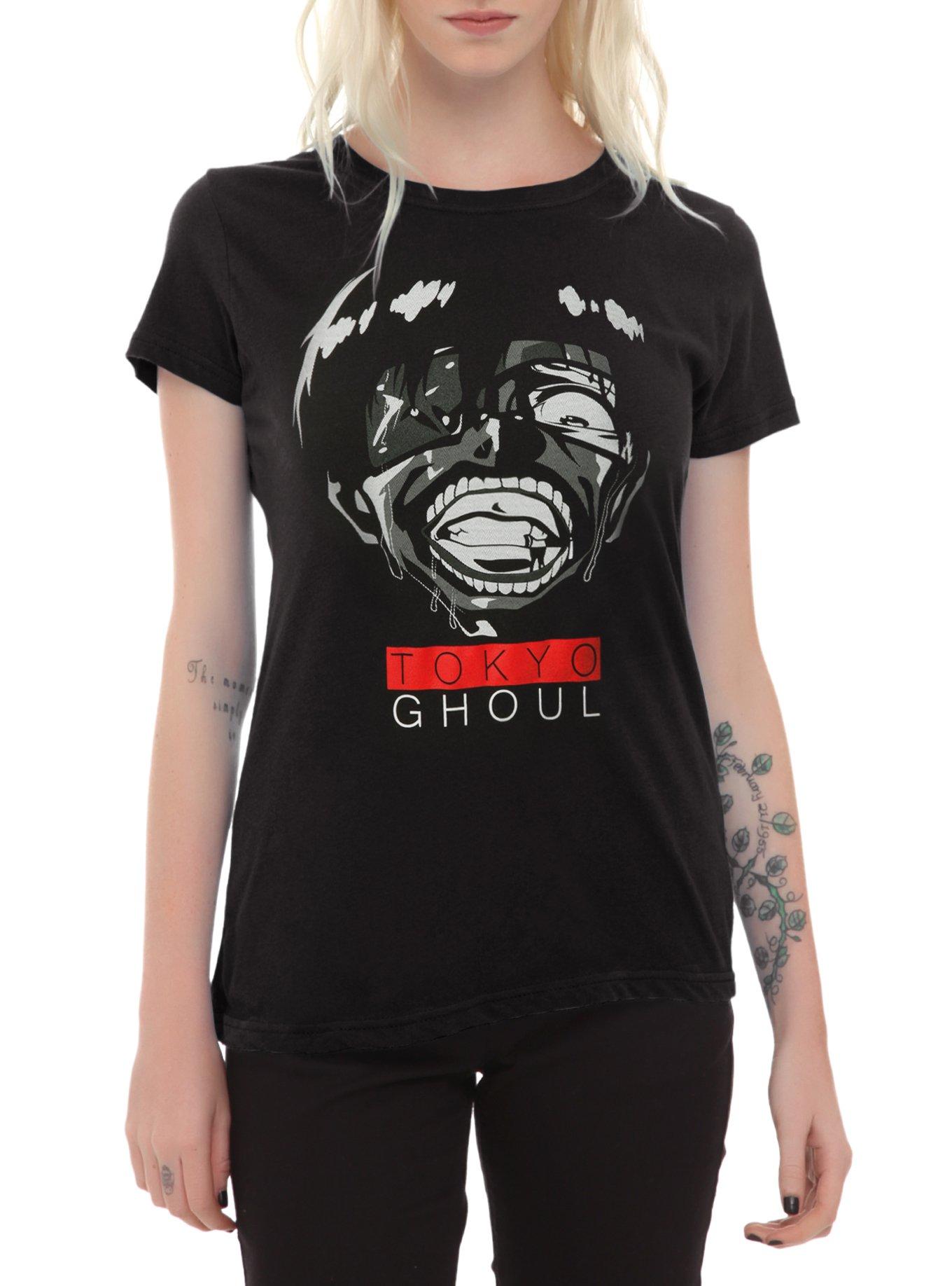 Tokyo Ghoul Face Logo Girls T-Shirt, BLACK, hi-res