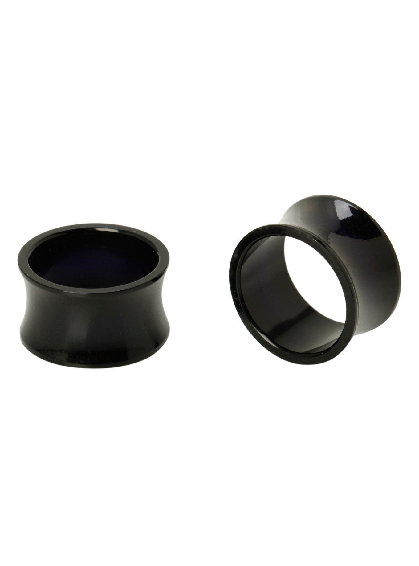 Acrylic Black Thin Wall Eyelet Plug 2 Pack, BLACK, hi-res