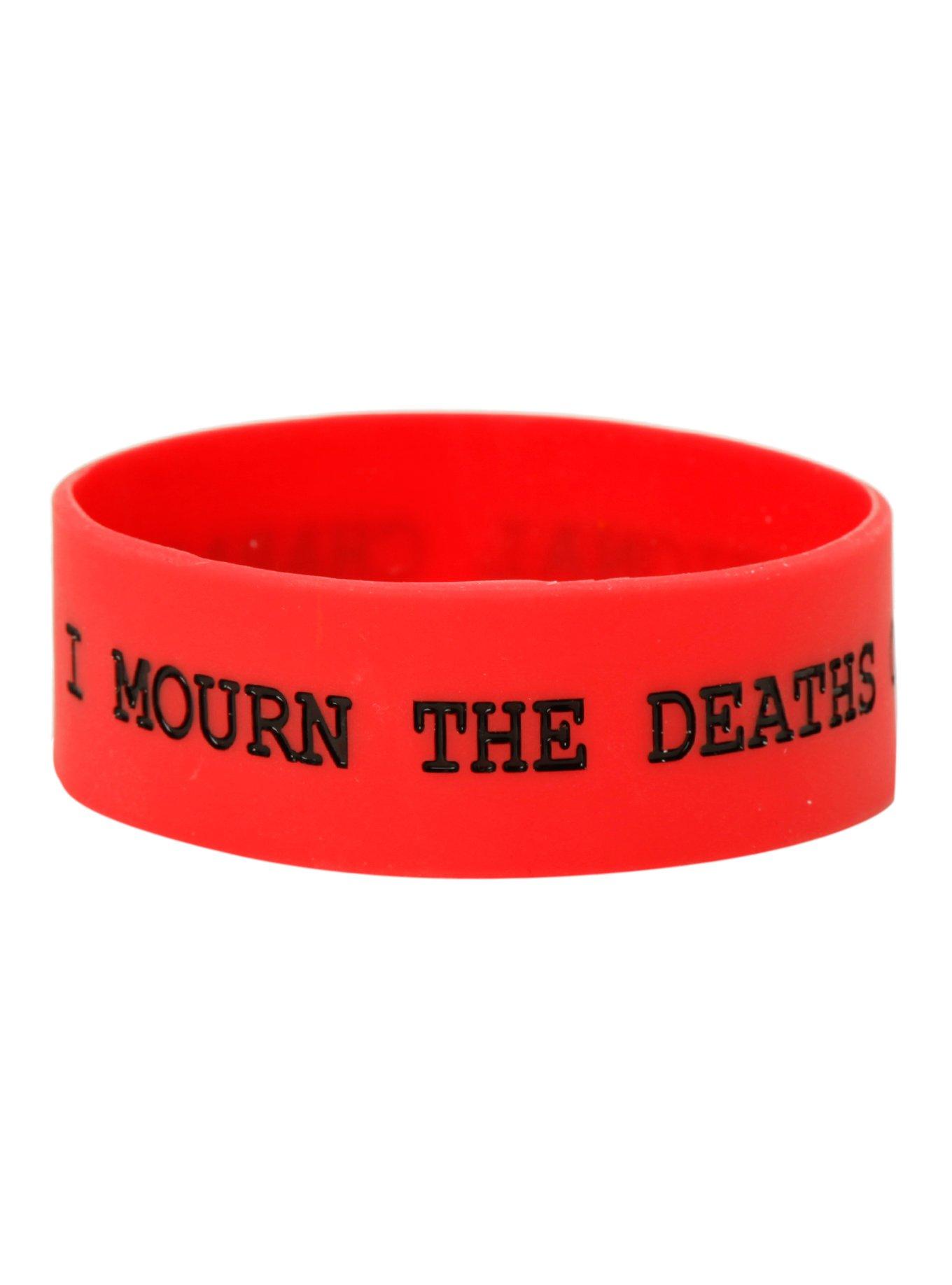 I Mourn The Deaths Of Fictional Characters Rubber Bracelet, , hi-res