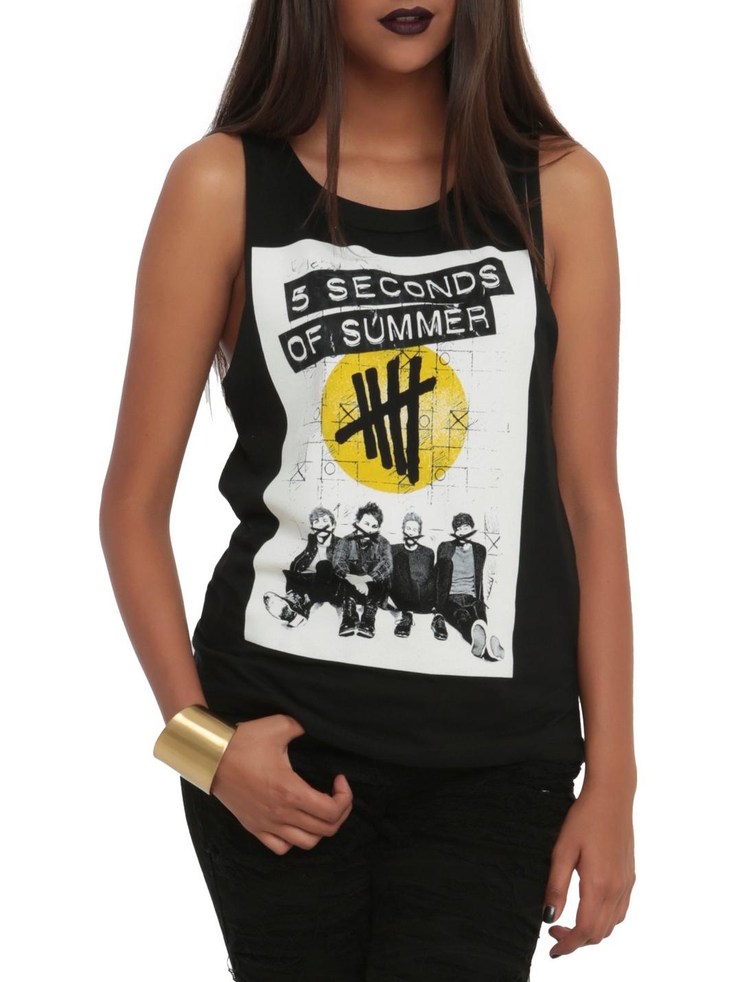 5 Seconds Of Summer XO Photo Girls Muscle Top, BLACK, hi-res