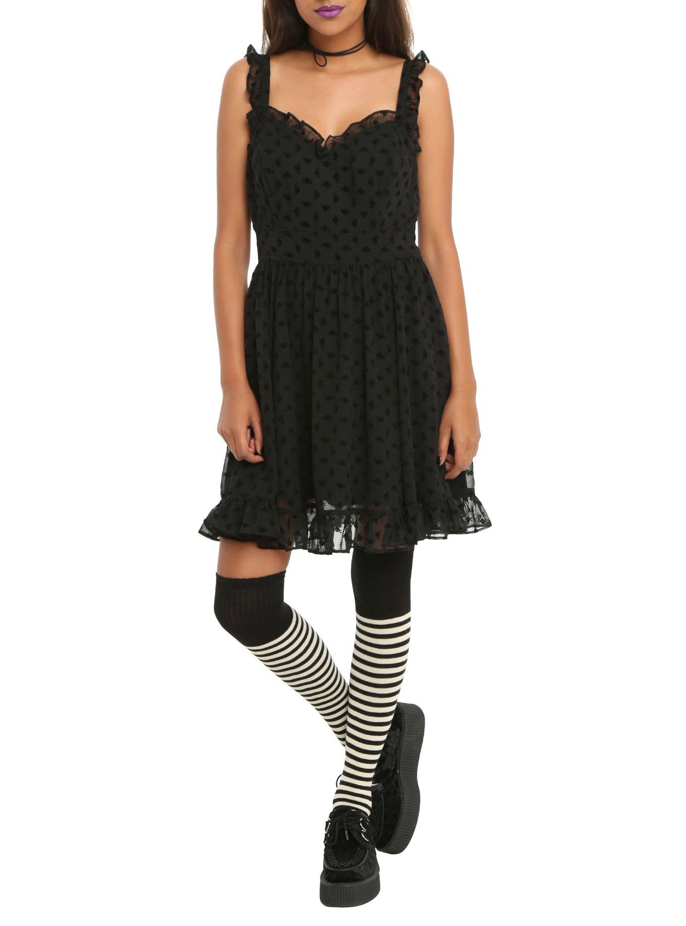 Royal Bones By Tripp Black Flocked Skull Dress, BLACK, hi-res