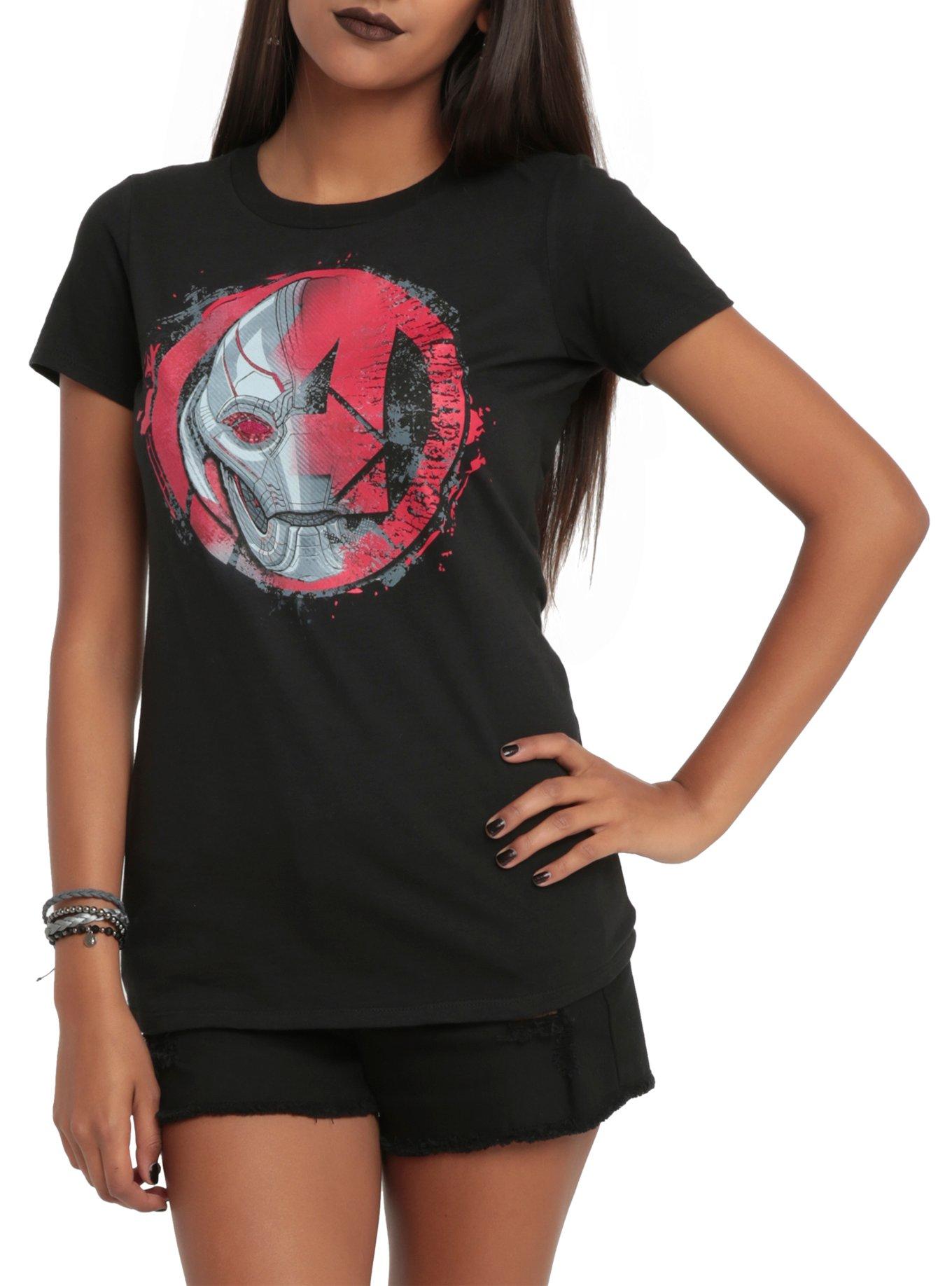 Her Universe Marvel The Avengers: Age Of Ultron Ultron Logo Girls T-Shirt, BLACK, hi-res