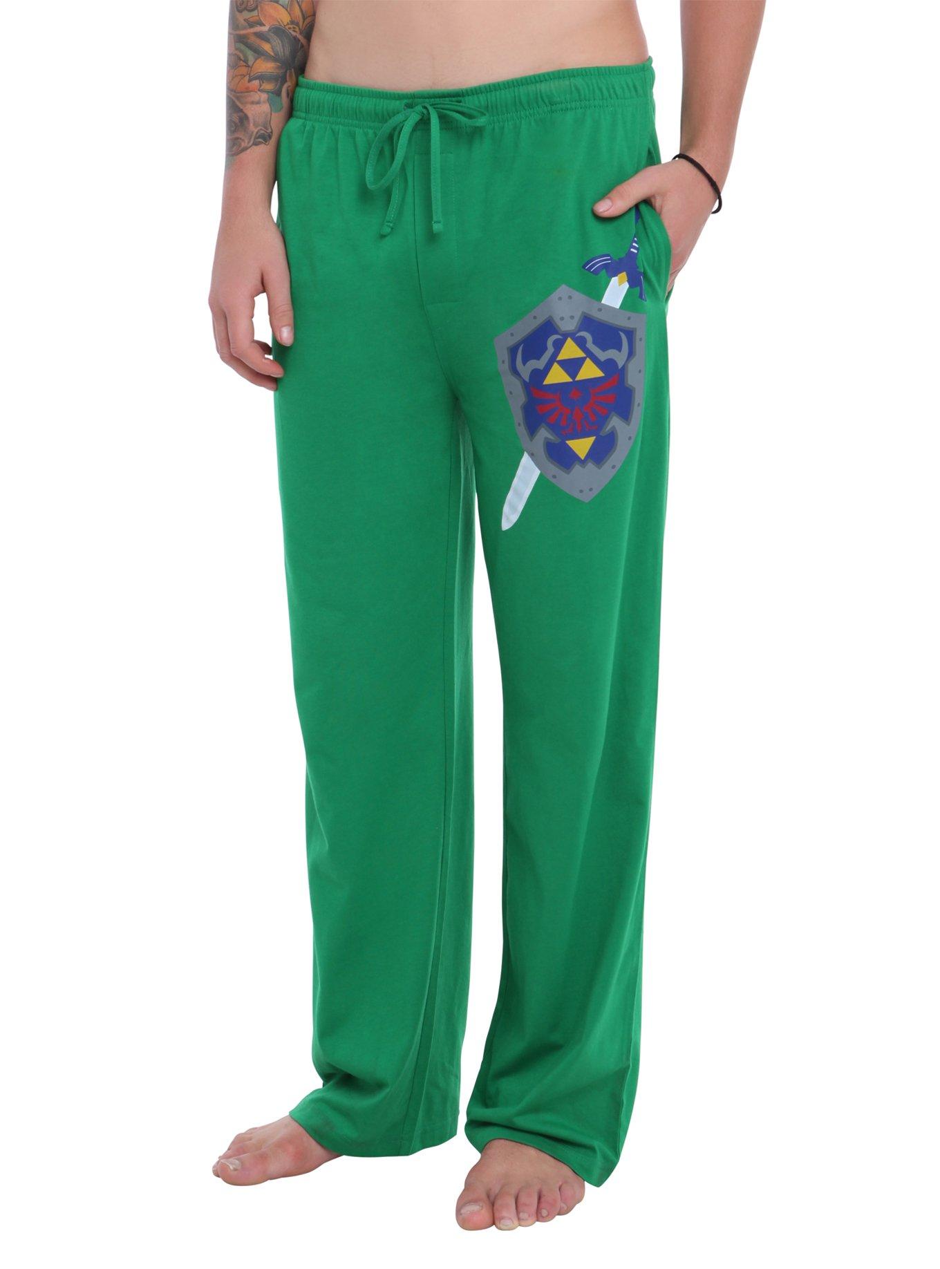 The Legend Of Zelda Shield & Sword Guys Pajama Pants, DARK GREEN, hi-res