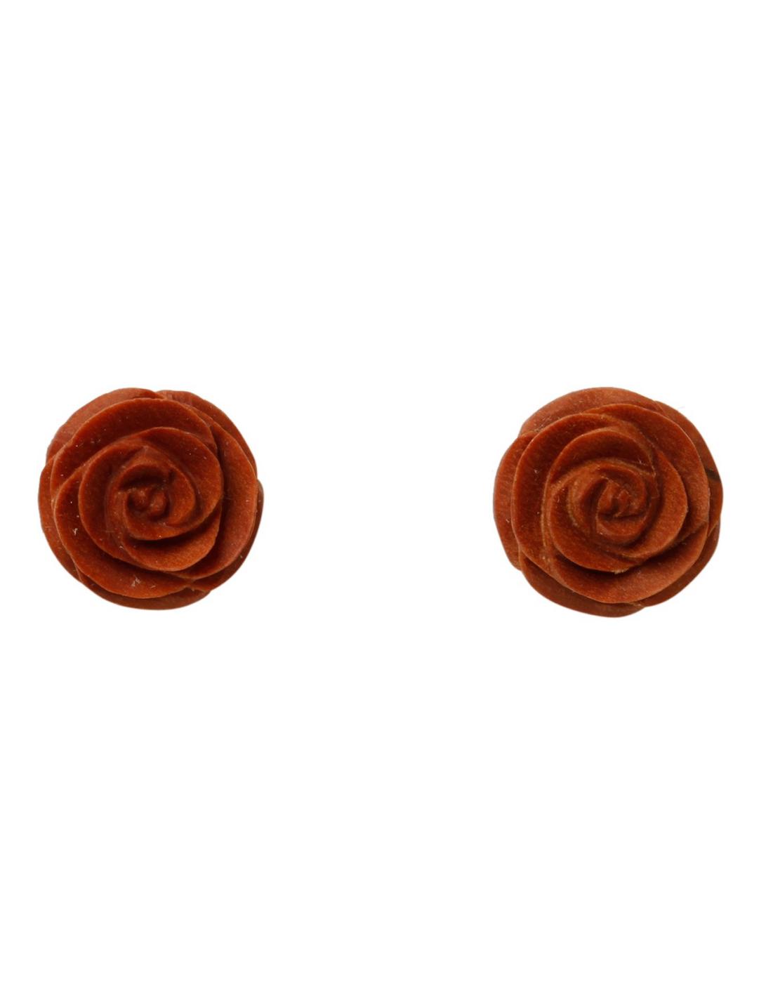 Urban Star Wood Rose Earrings, , hi-res